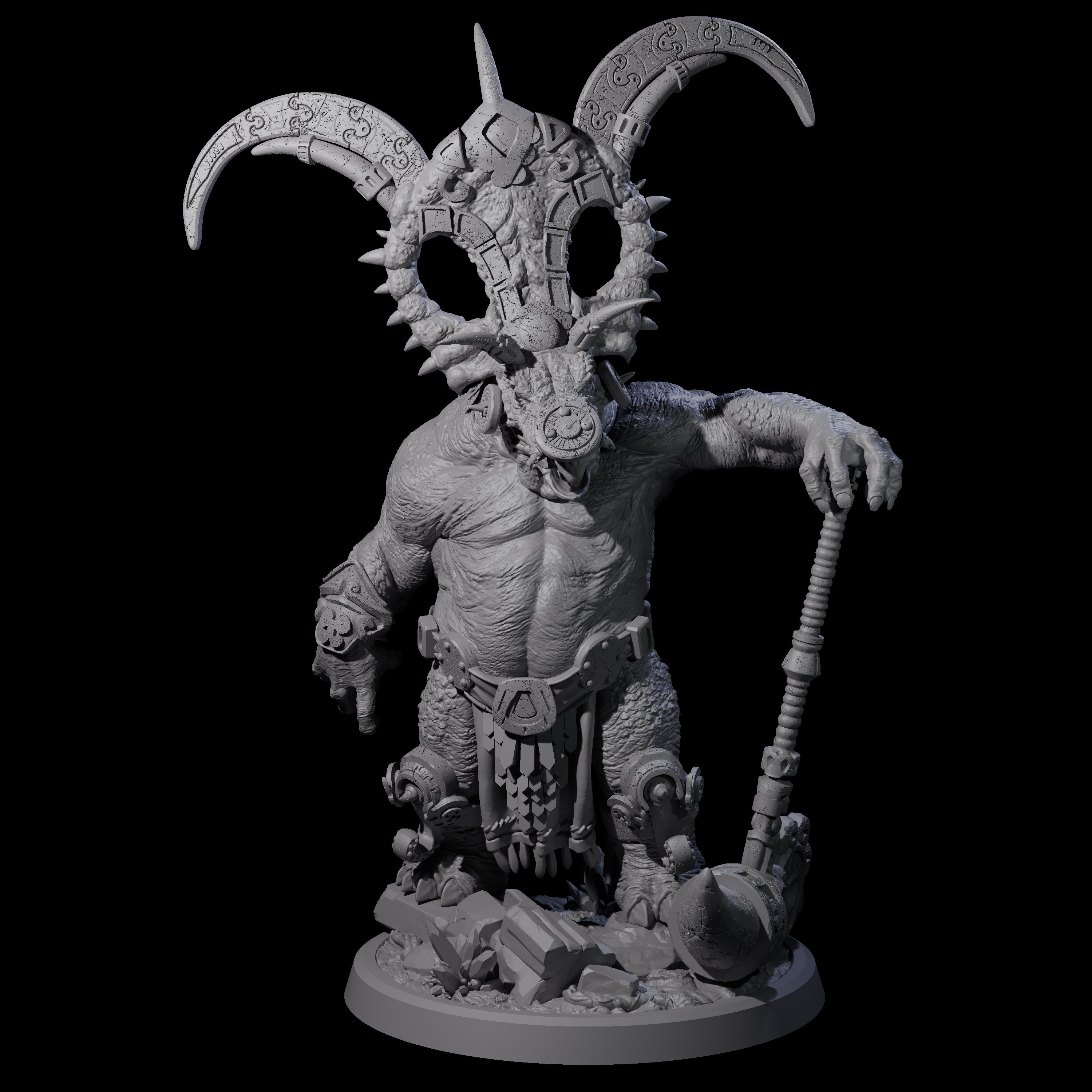 Decorated Dinosaur Lizardfolk Warrior B Miniature for Dungeons and Dragons, Pathfinder or other TTRPGs