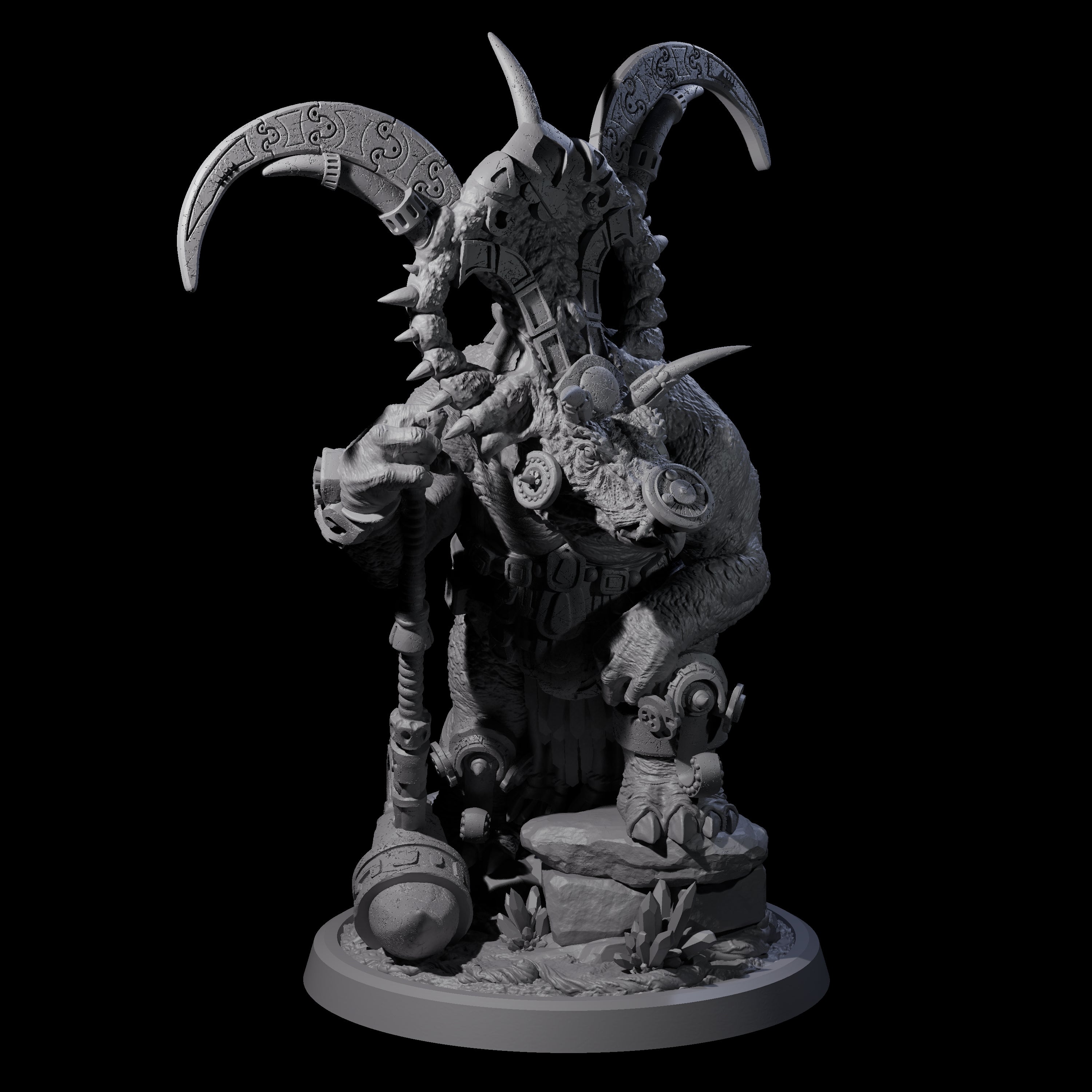 Decorated Dinosaur Lizardfolk Warrior C Miniature for Dungeons and Dragons, Pathfinder or other TTRPGs