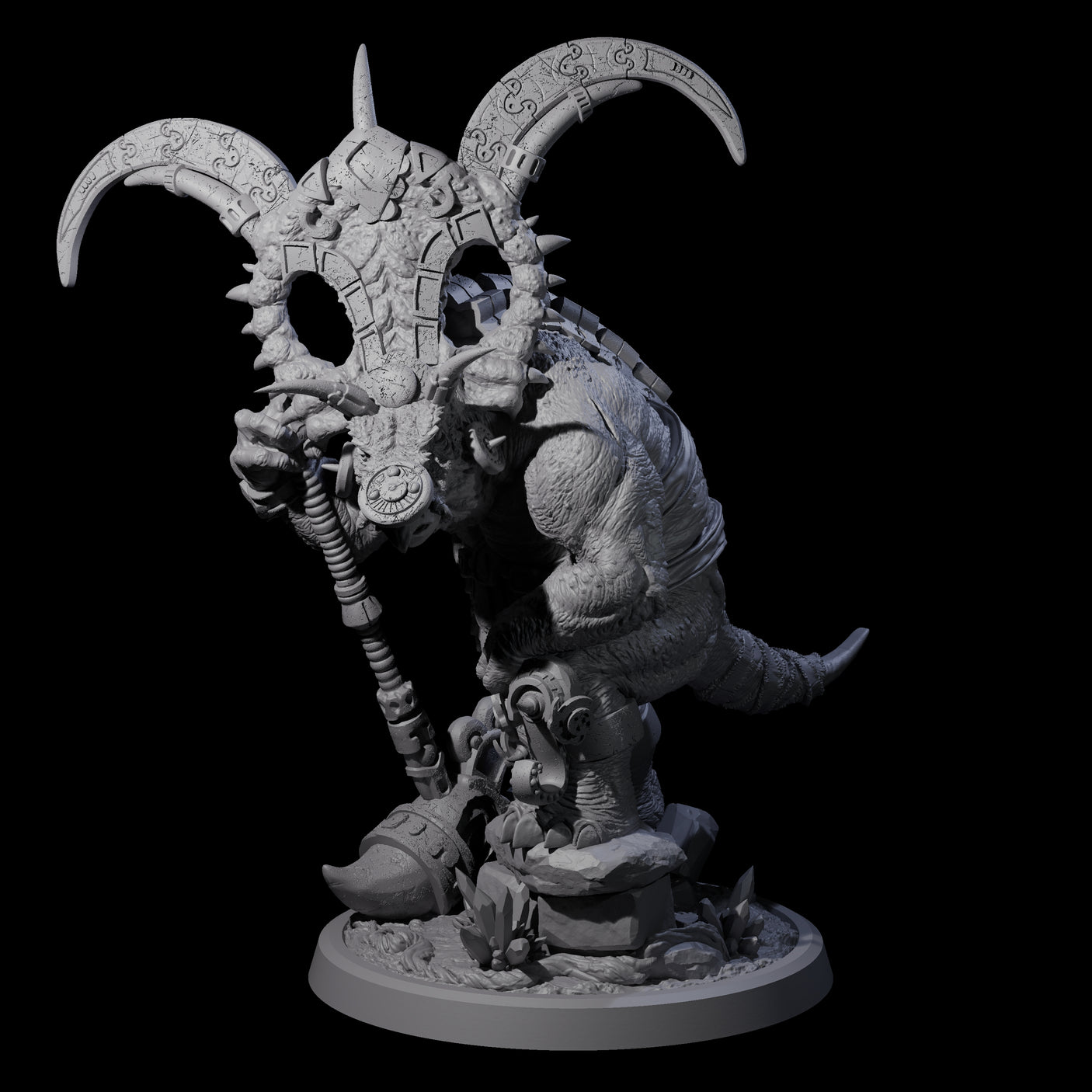 Decorated Dinosaur Lizardfolk Warrior C Miniature for Dungeons and Dragons, Pathfinder or other TTRPGs