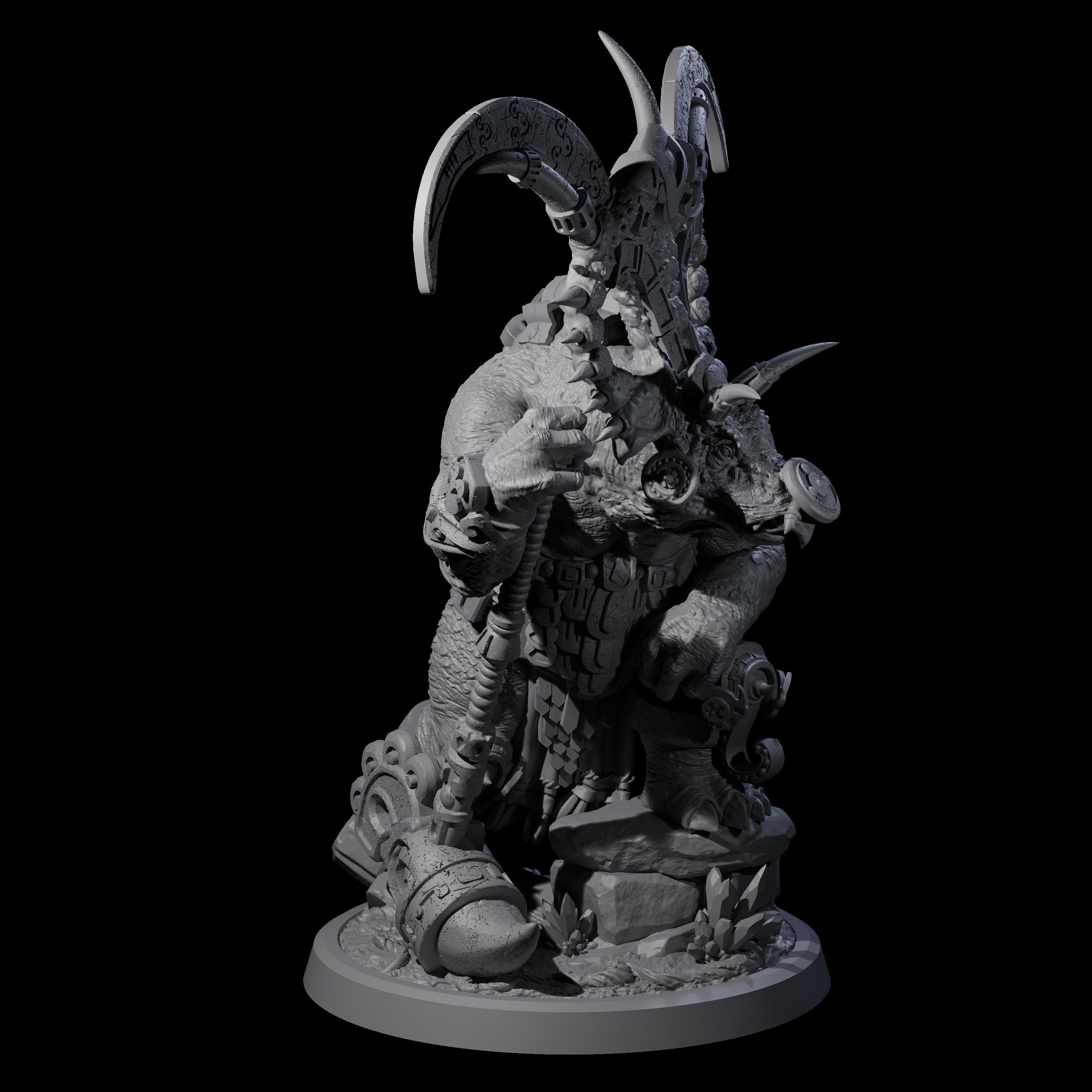 Decorated Dinosaur Lizardfolk Warrior C Miniature for Dungeons and Dragons, Pathfinder or other TTRPGs