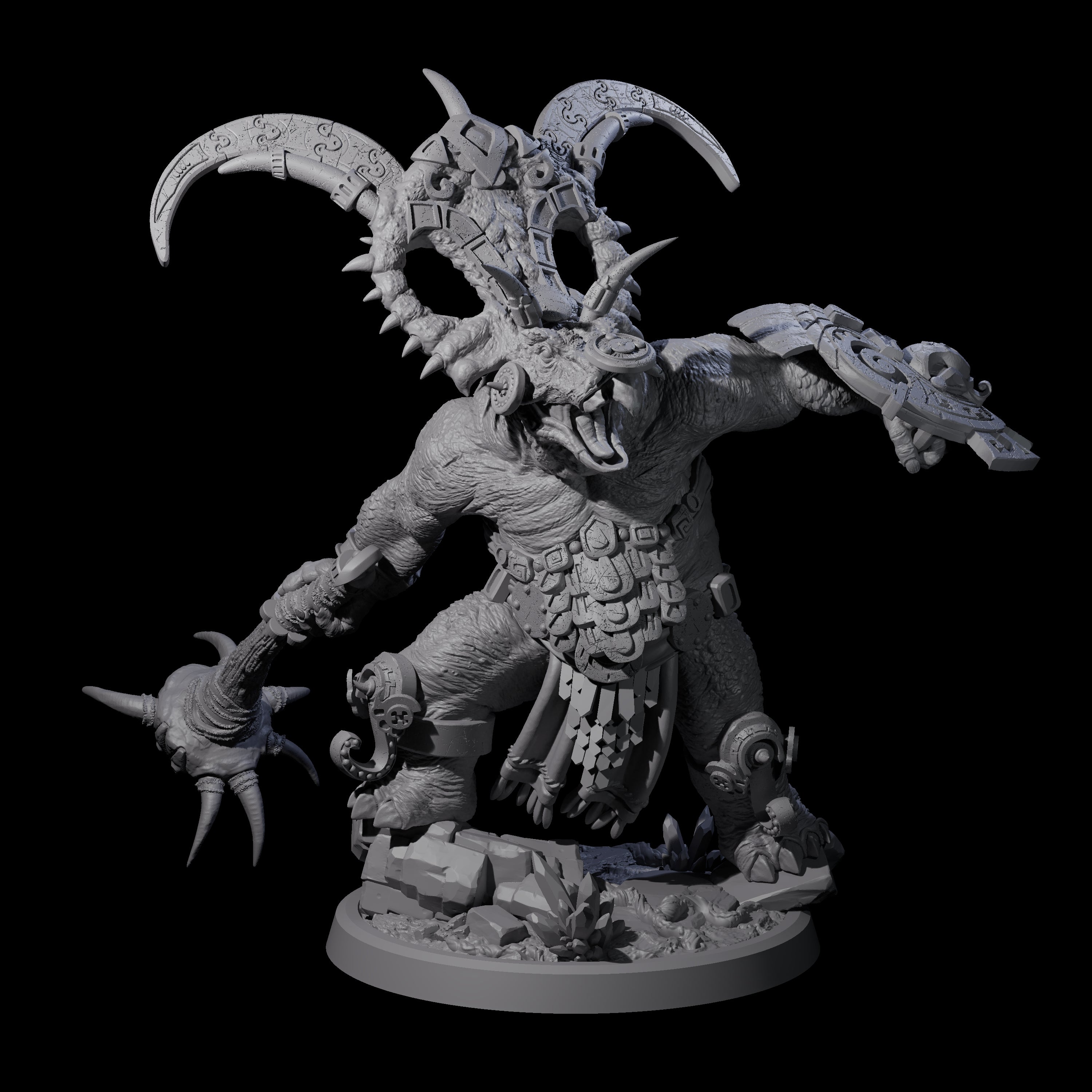 Decorated Dinosaur Lizardfolk Warrior D Miniature for Dungeons and Dragons, Pathfinder or other TTRPGs