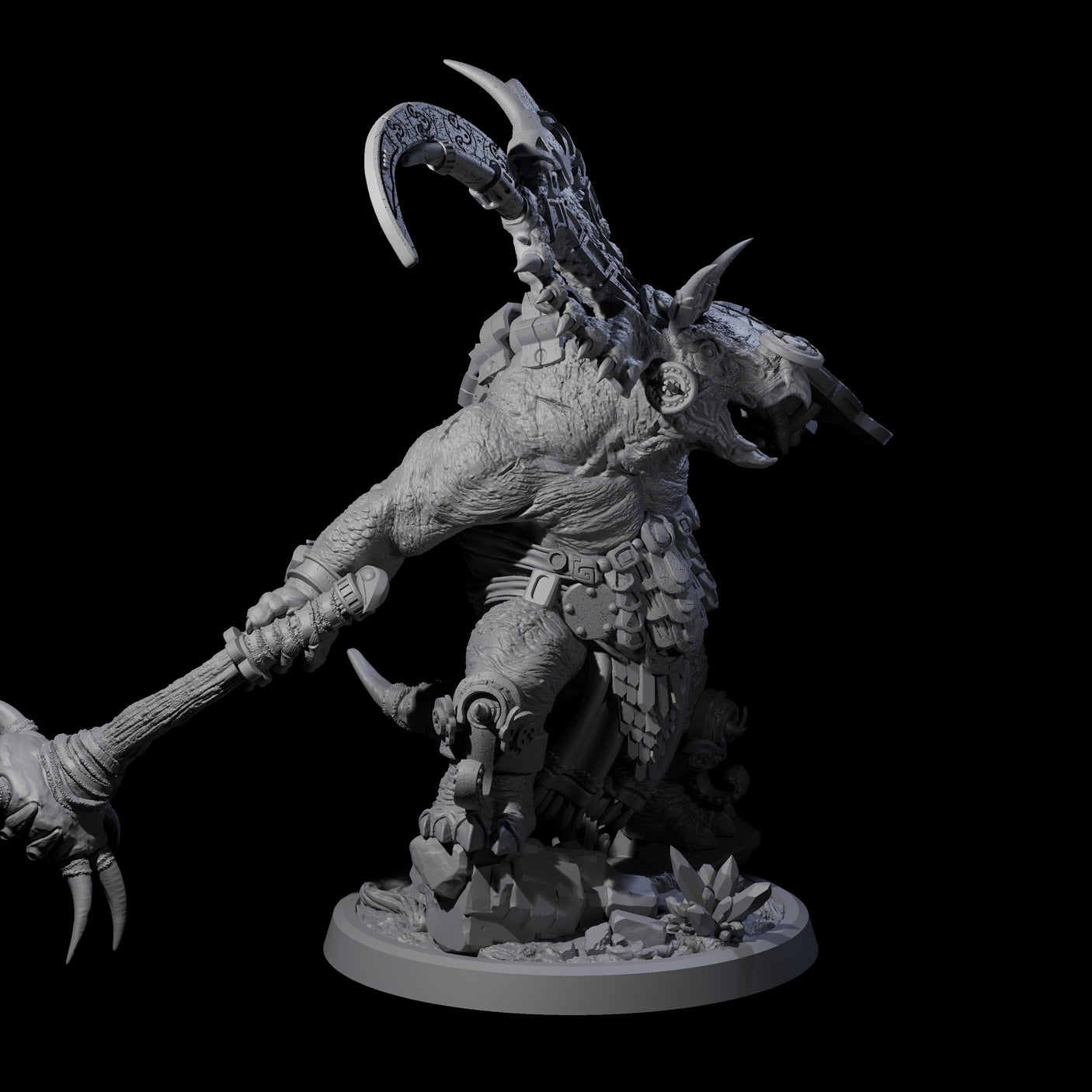 Decorated Dinosaur Lizardfolk Warrior D Miniature for Dungeons and Dragons, Pathfinder or other TTRPGs