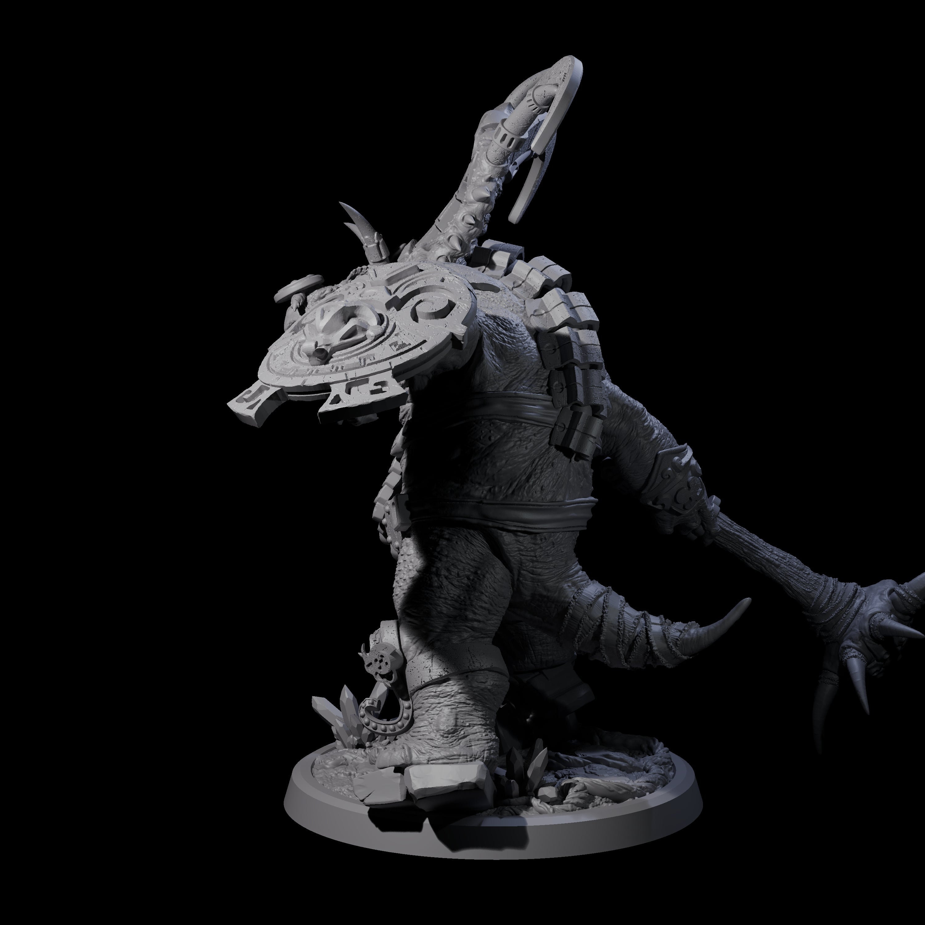 Decorated Dinosaur Lizardfolk Warrior D Miniature for Dungeons and Dragons, Pathfinder or other TTRPGs