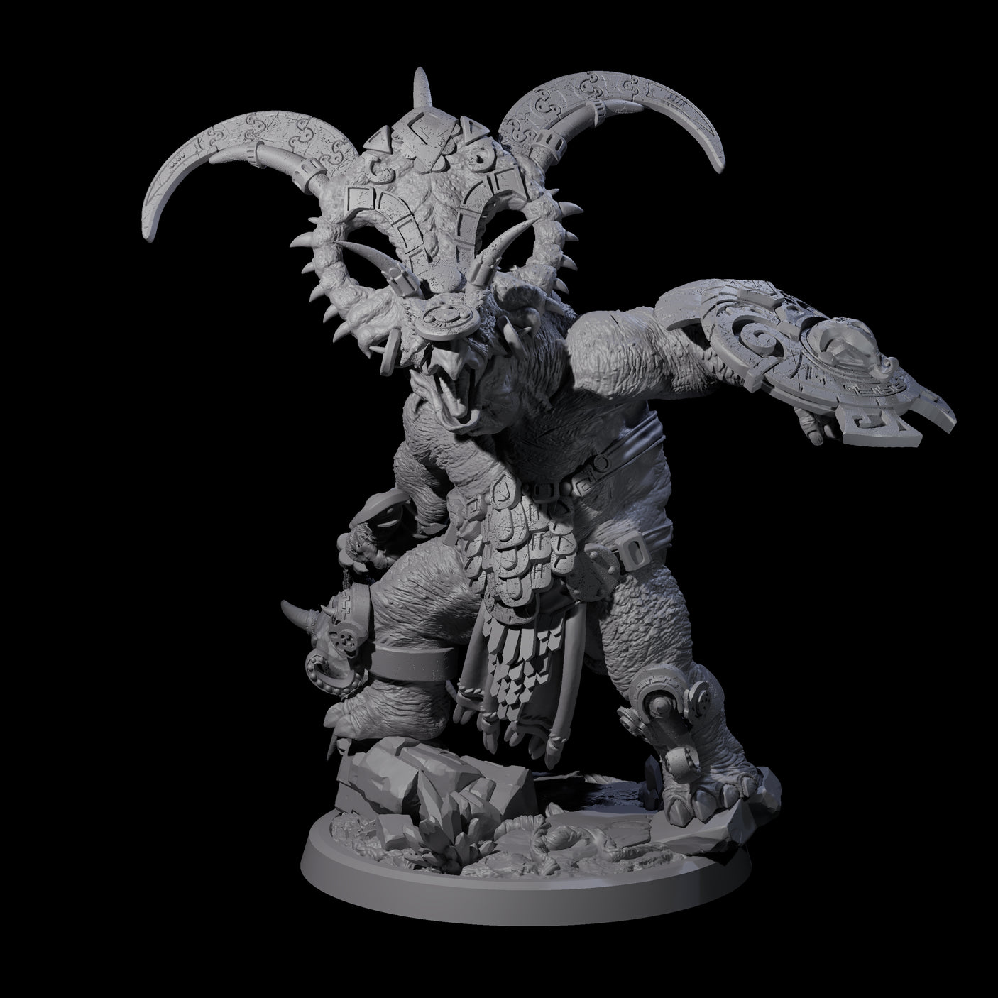 Decorated Dinosaur Lizardfolk Warrior D Miniature for Dungeons and Dragons, Pathfinder or other TTRPGs