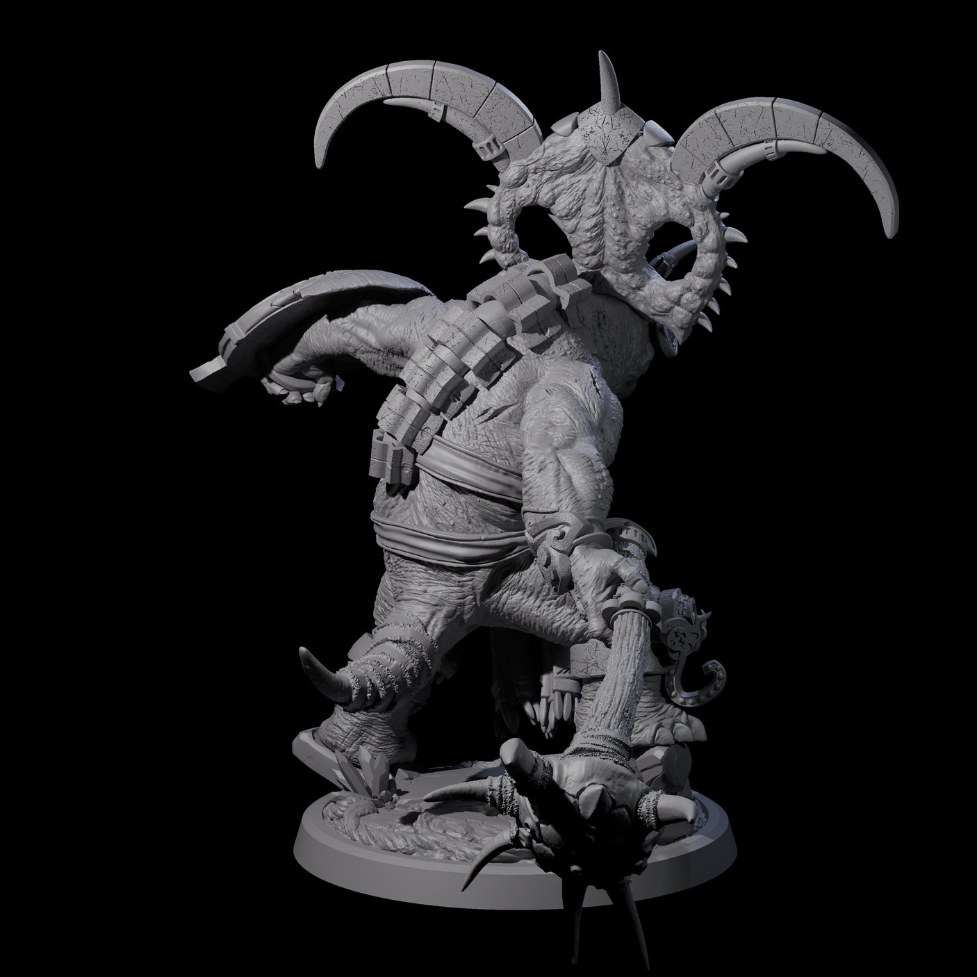 Decorated Dinosaur Lizardfolk Warrior D Miniature for Dungeons and Dragons, Pathfinder or other TTRPGs
