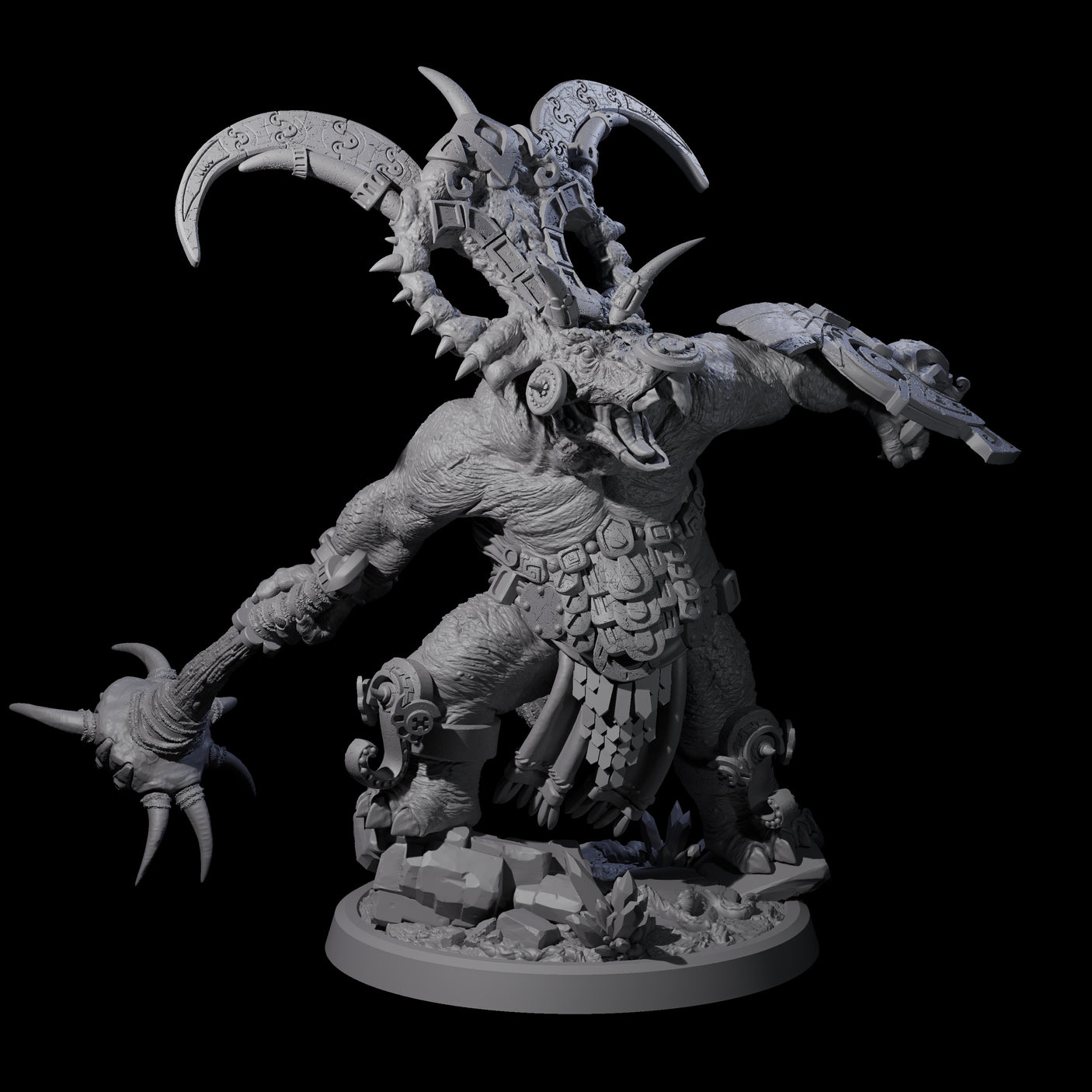 Decorated Dinosaur Lizardfolk Warrior D Miniature for Dungeons and Dragons, Pathfinder or other TTRPGs