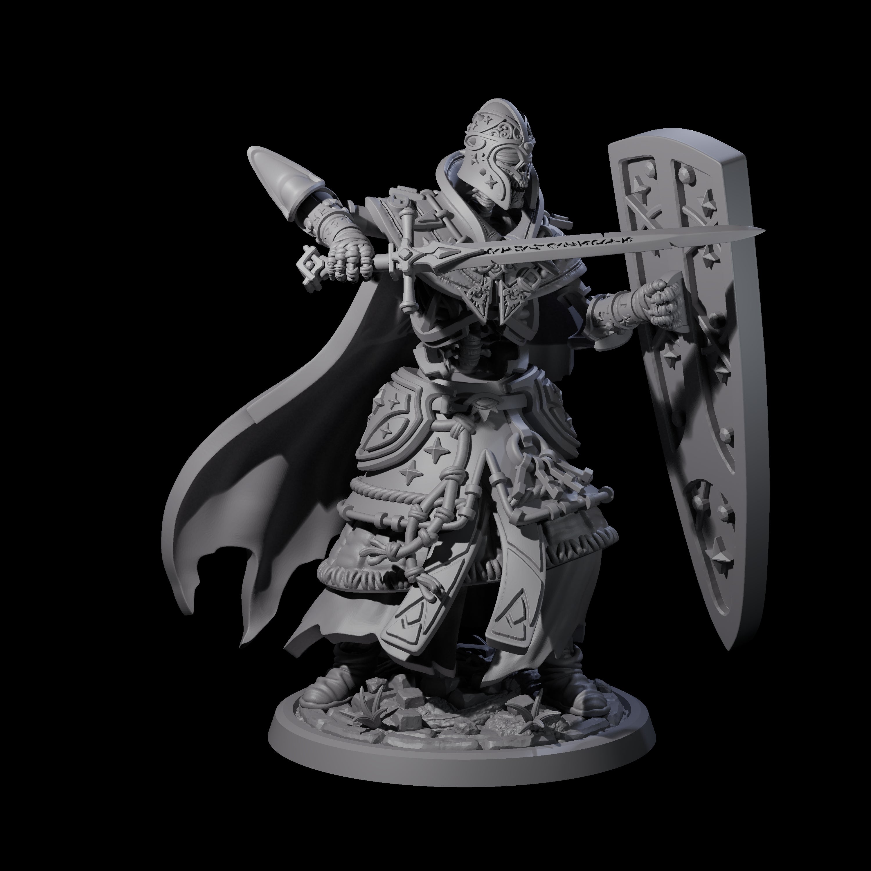Decorated Skeleton Guard B Miniature for Dungeons and Dragons, Pathfinder or other TTRPGs