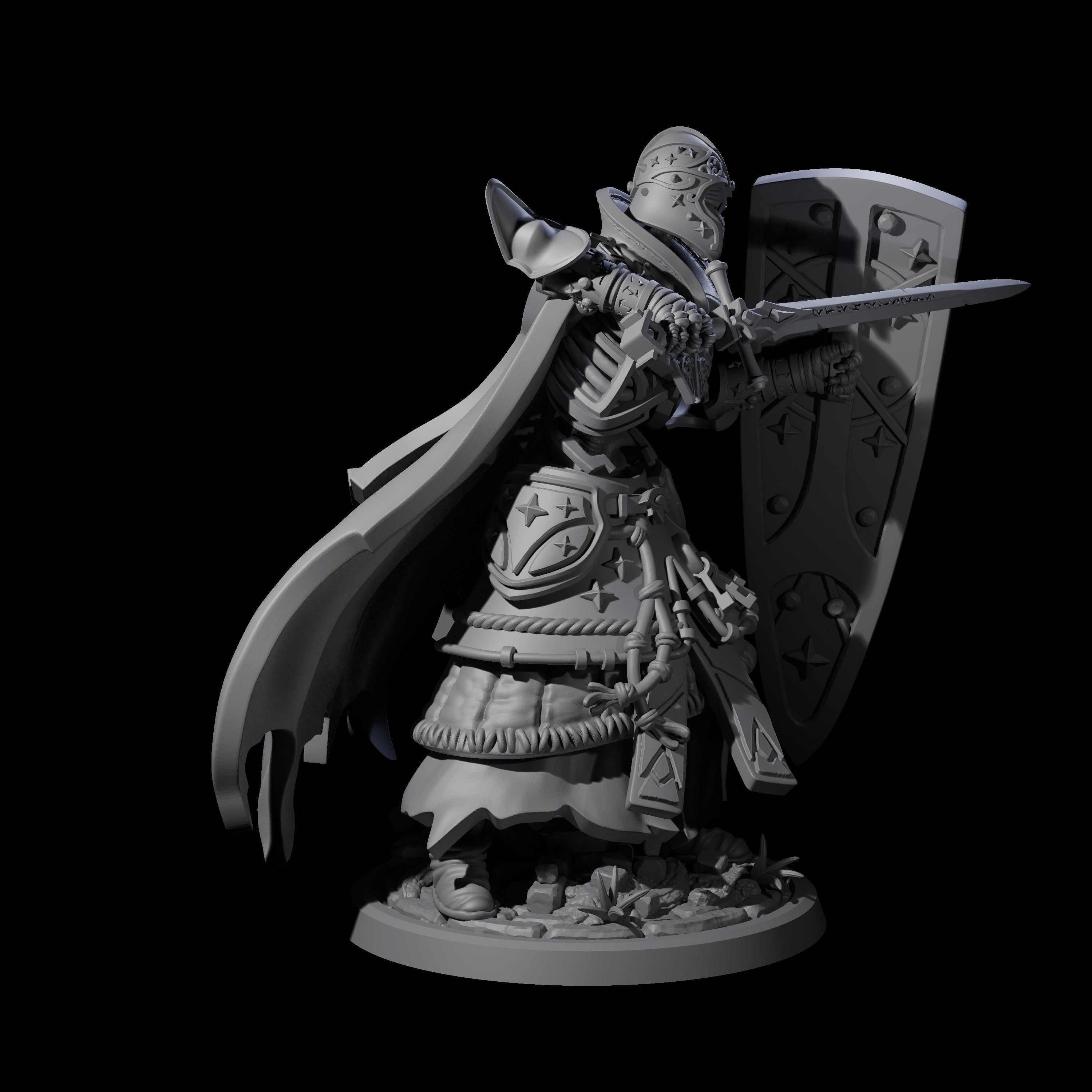 Decorated Skeleton Guard B Miniature for Dungeons and Dragons, Pathfinder or other TTRPGs