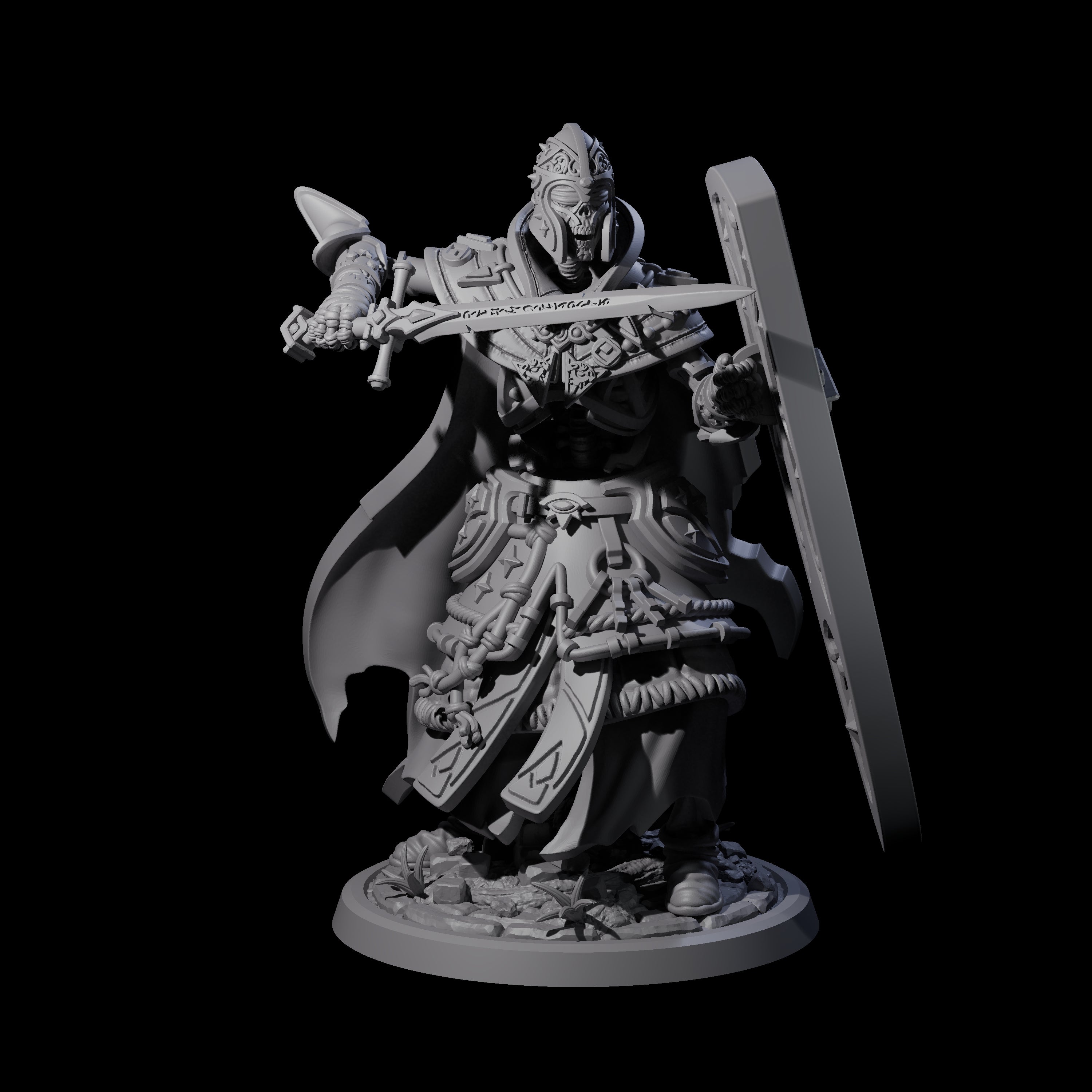 Decorated Skeleton Guard B Miniature for Dungeons and Dragons, Pathfinder or other TTRPGs