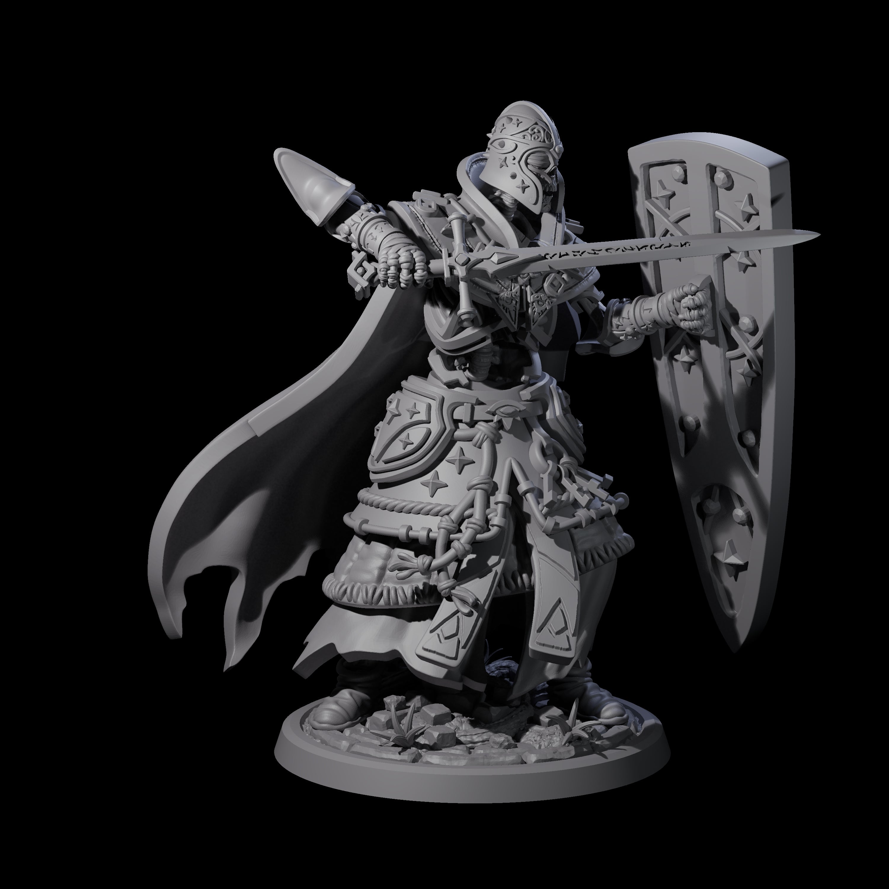Decorated Skeleton Guard B Miniature for Dungeons and Dragons, Pathfinder or other TTRPGs