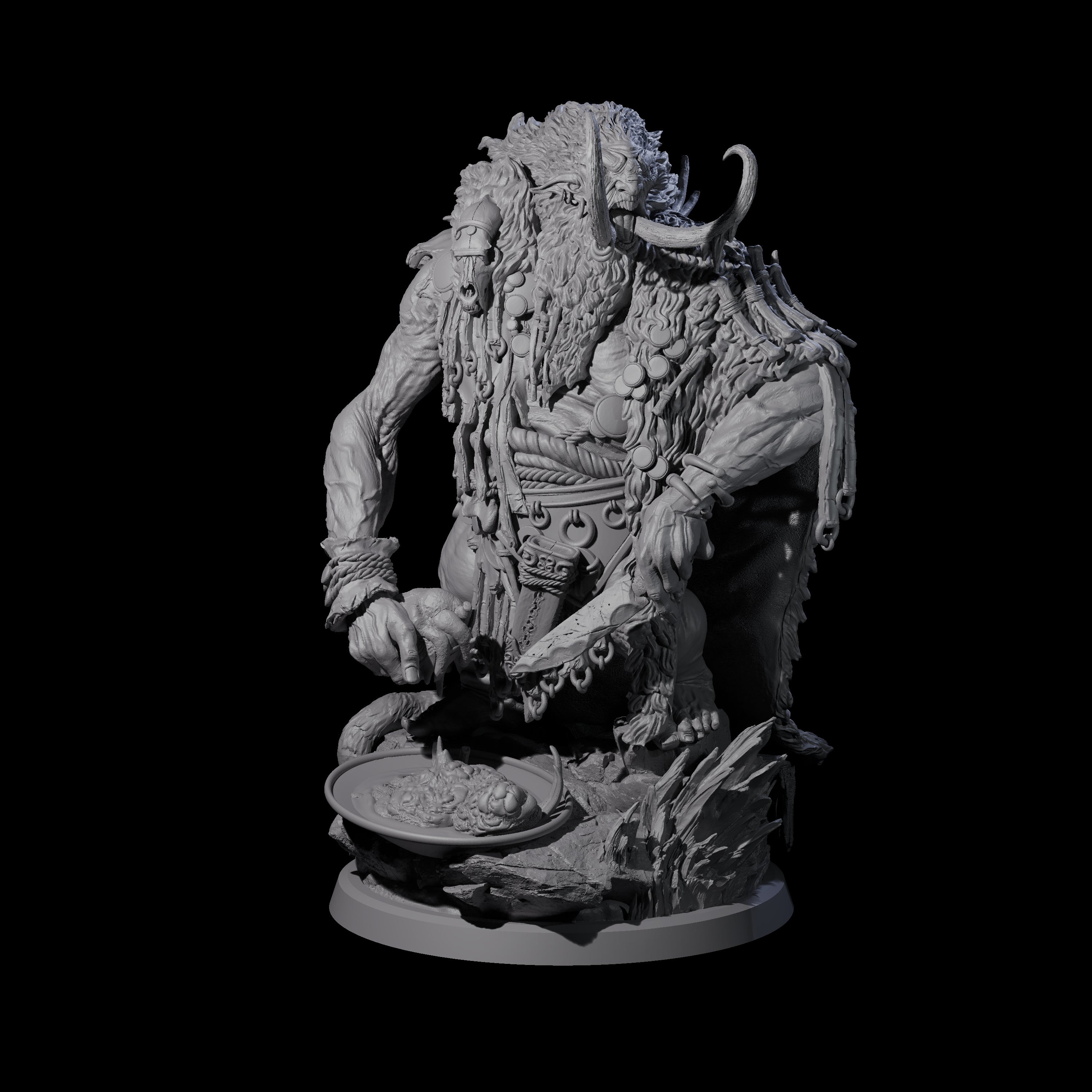 Decorated Tribal Ogre A Miniature for Dungeons and Dragons, Pathfinder or other TTRPGs