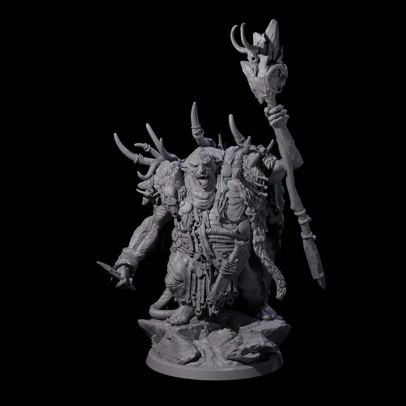 Decorated Tribal Ogre B Miniature for Dungeons and Dragons, Pathfinder or other TTRPGs