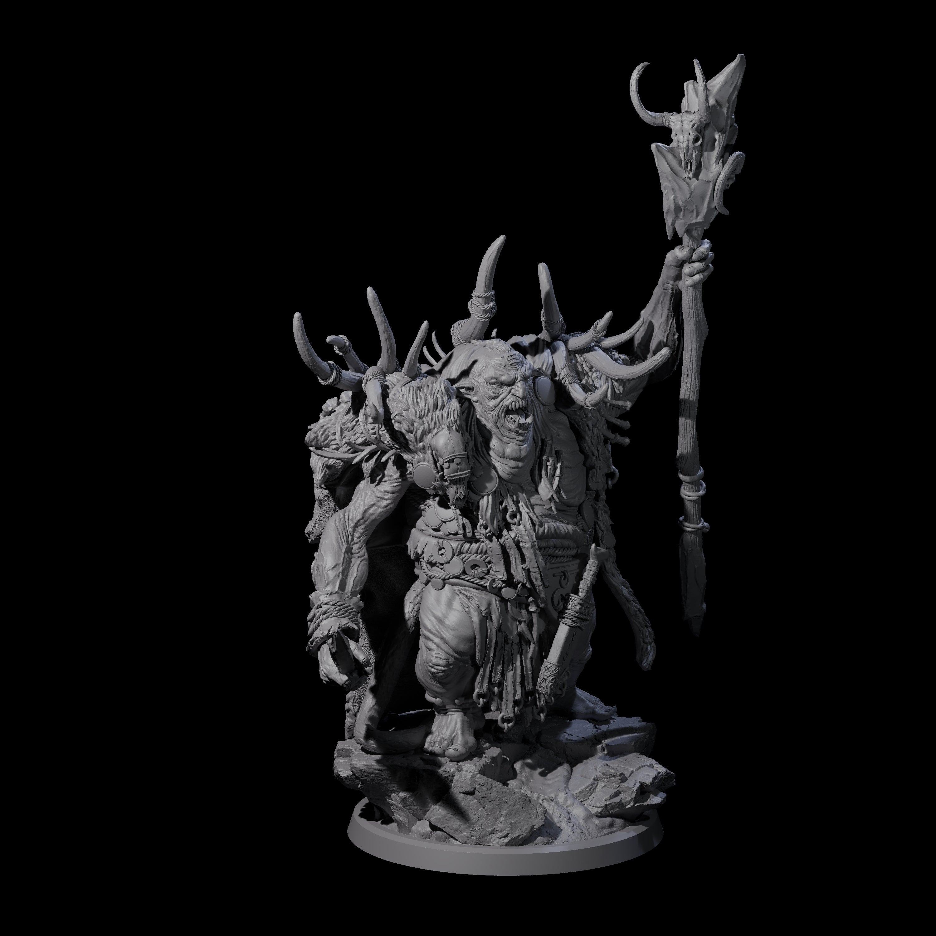 Decorated Tribal Ogre B Miniature for Dungeons and Dragons, Pathfinder or other TTRPGs