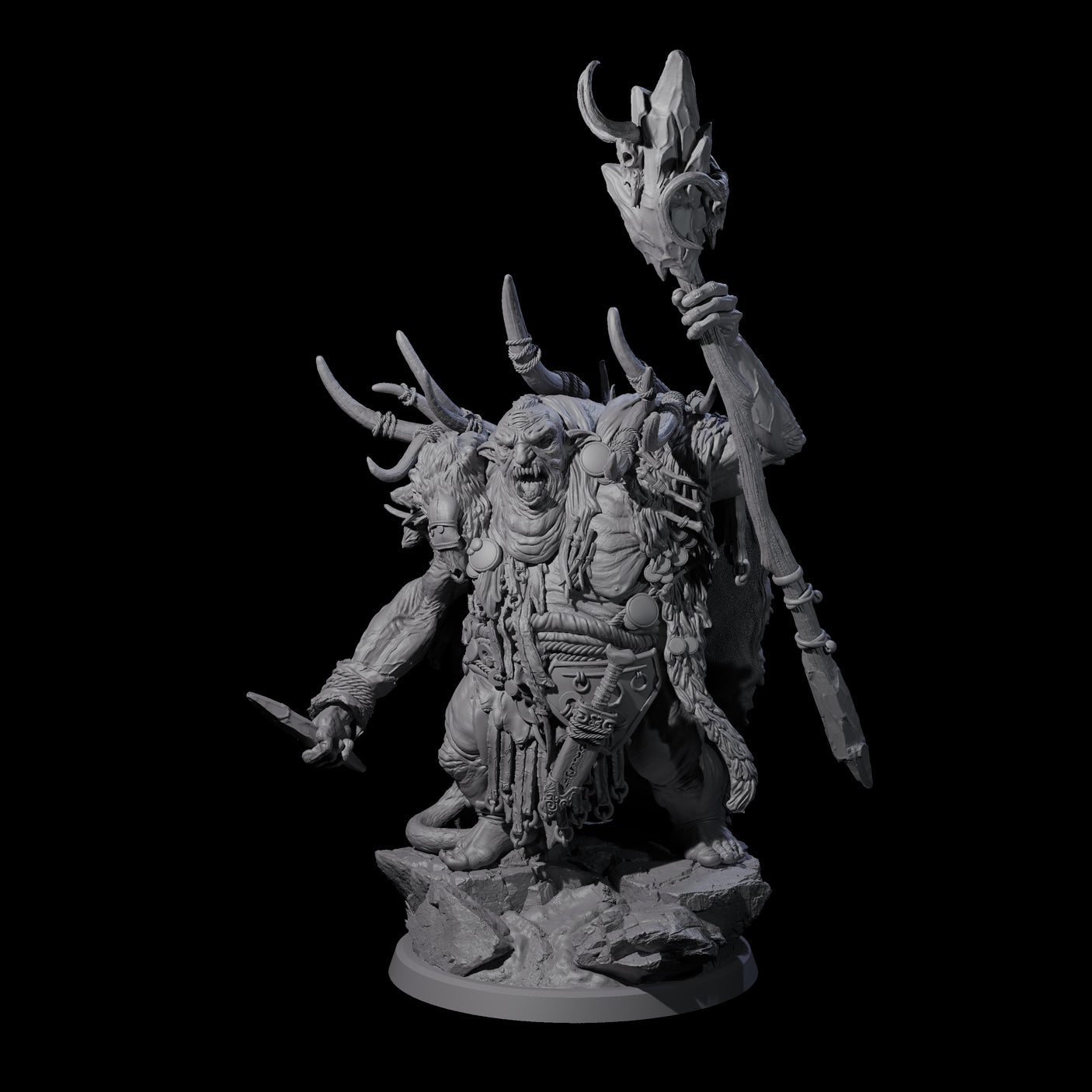 Decorated Tribal Ogre B Miniature for Dungeons and Dragons, Pathfinder or other TTRPGs