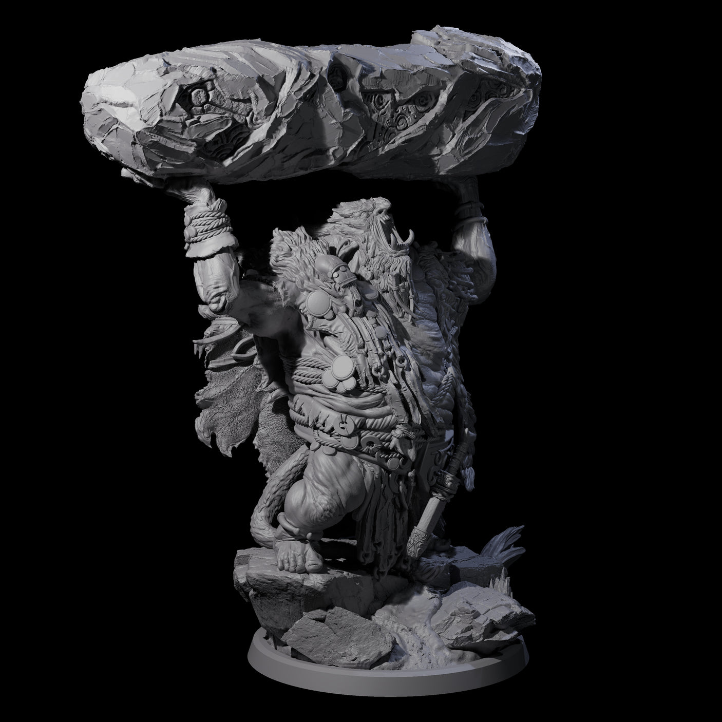 Decorated Tribal Ogre C Miniature for Dungeons and Dragons, Pathfinder or other TTRPGs