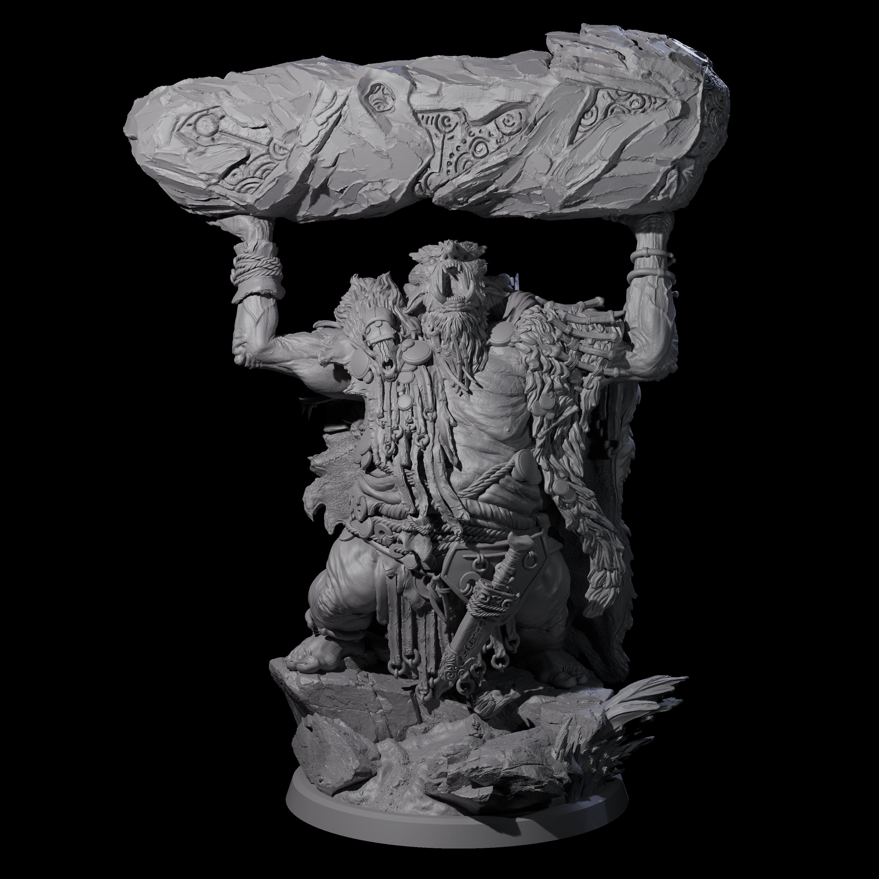 Decorated Tribal Ogre C Miniature for Dungeons and Dragons, Pathfinder or other TTRPGs