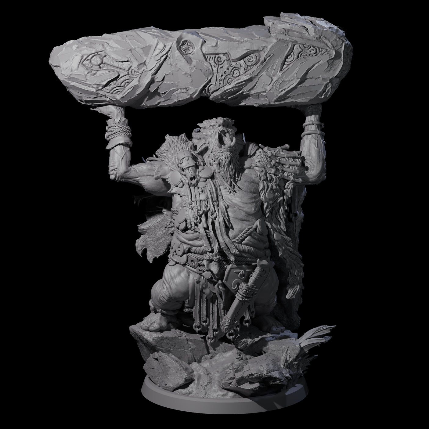 Decorated Tribal Ogre C Miniature for Dungeons and Dragons, Pathfinder or other TTRPGs