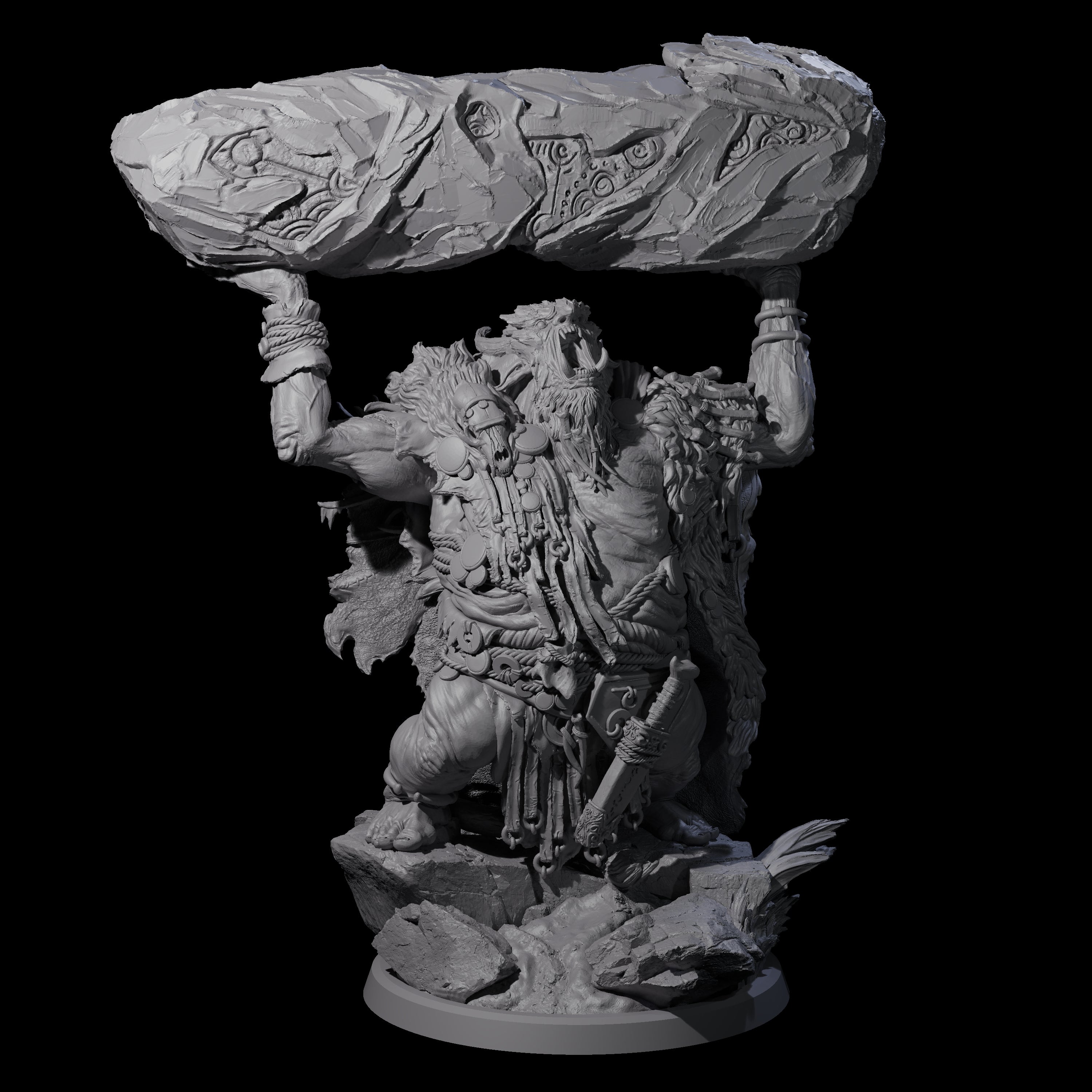 Decorated Tribal Ogre C Miniature for Dungeons and Dragons, Pathfinder or other TTRPGs