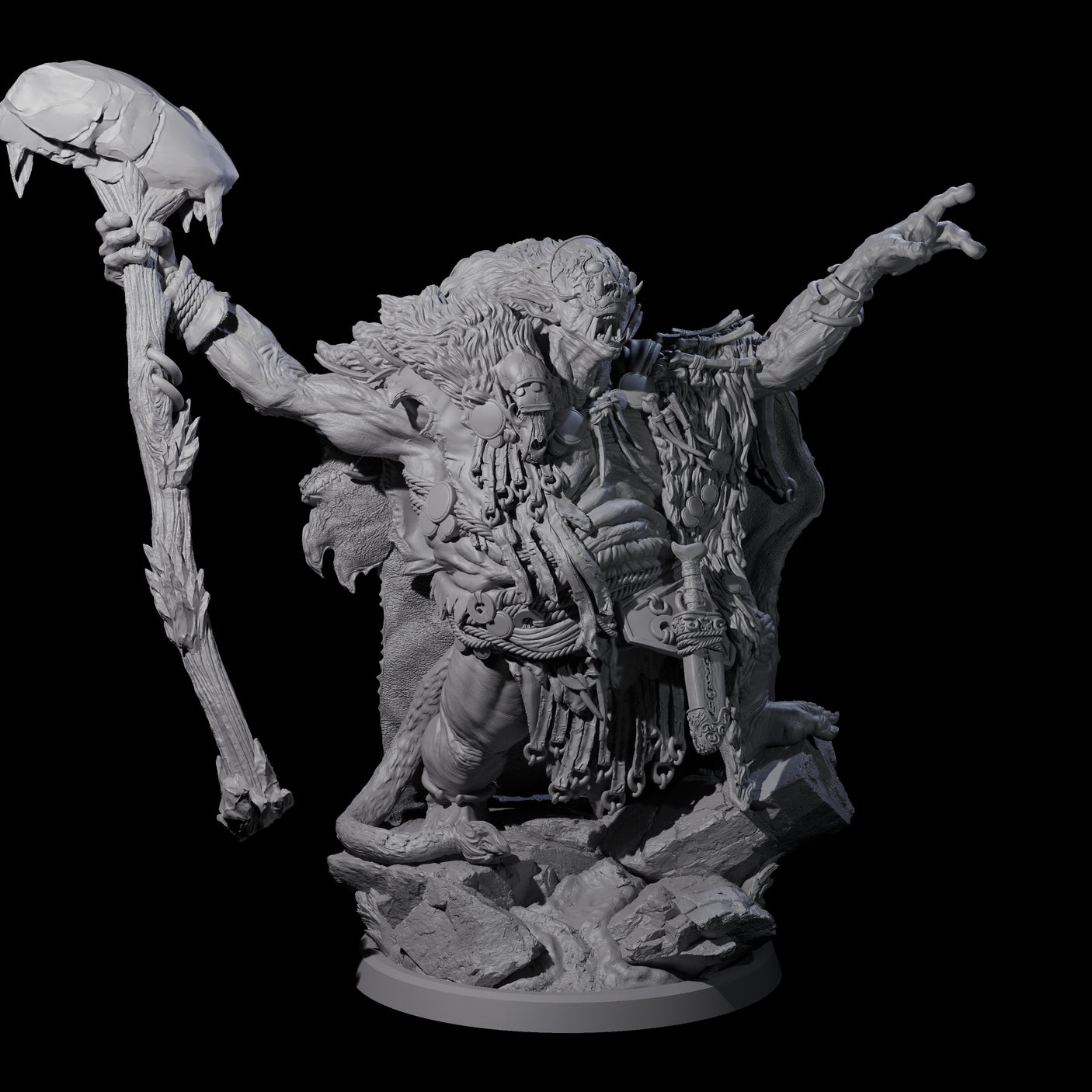 Decorated Tribal Ogre D Miniature for Dungeons and Dragons, Pathfinder or other TTRPGs