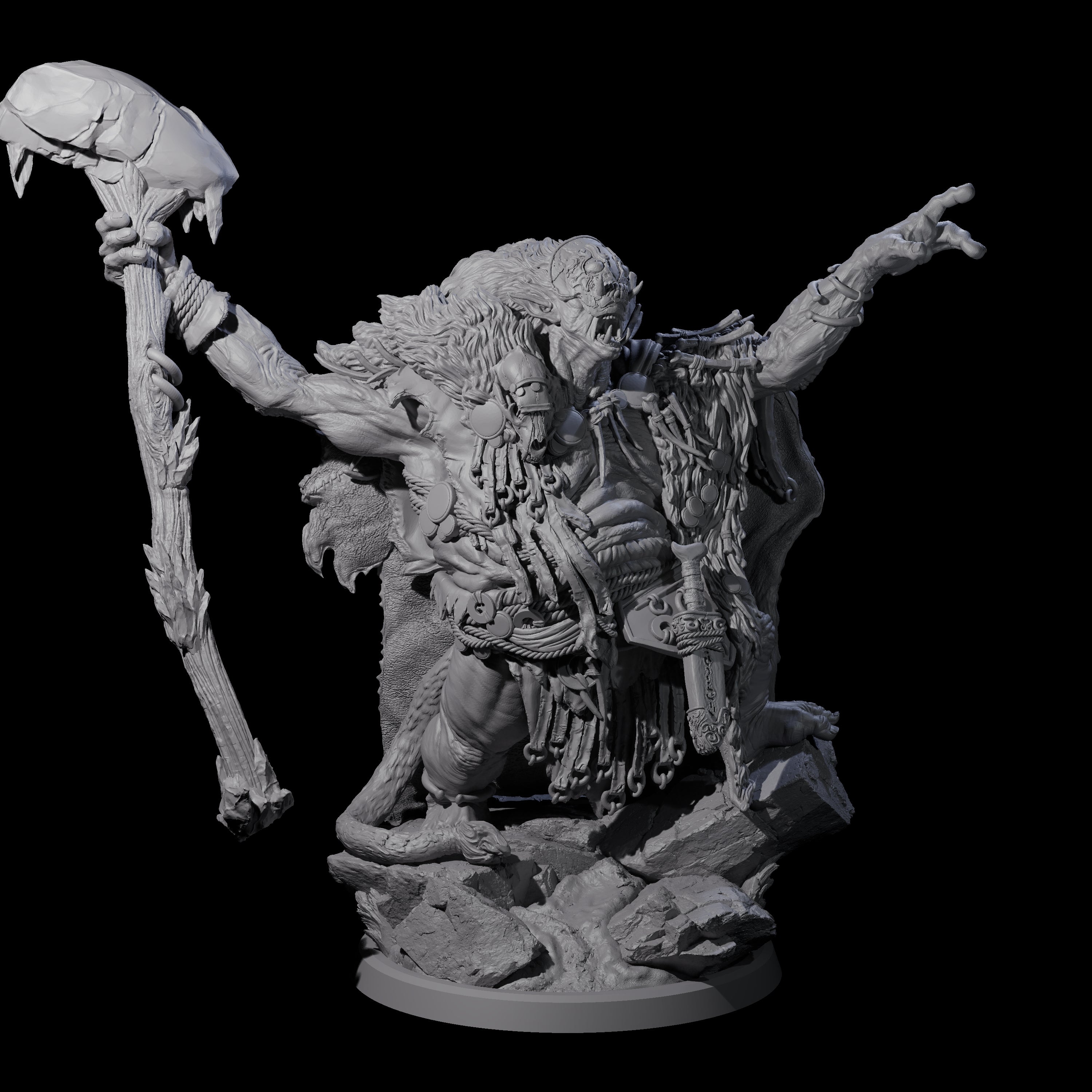 Decorated Tribal Ogre D Miniature for Dungeons and Dragons, Pathfinder or other TTRPGs