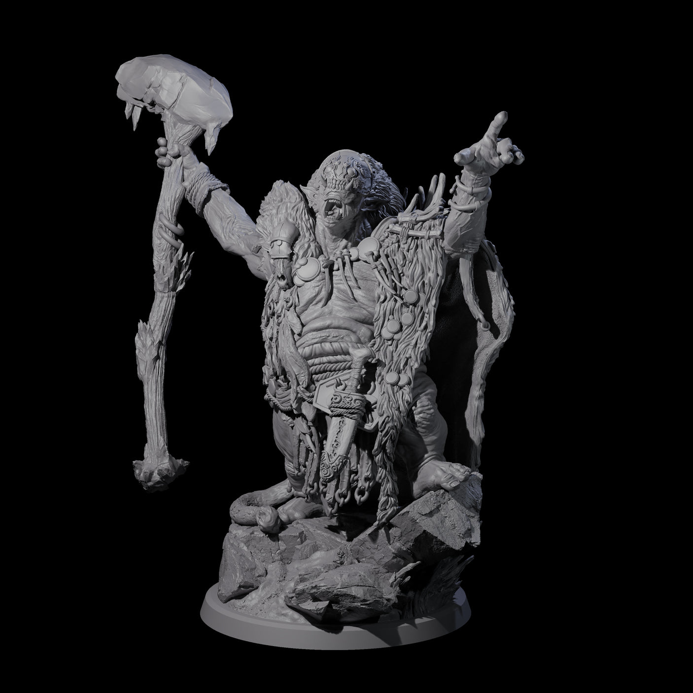 Decorated Tribal Ogre D Miniature for Dungeons and Dragons, Pathfinder or other TTRPGs