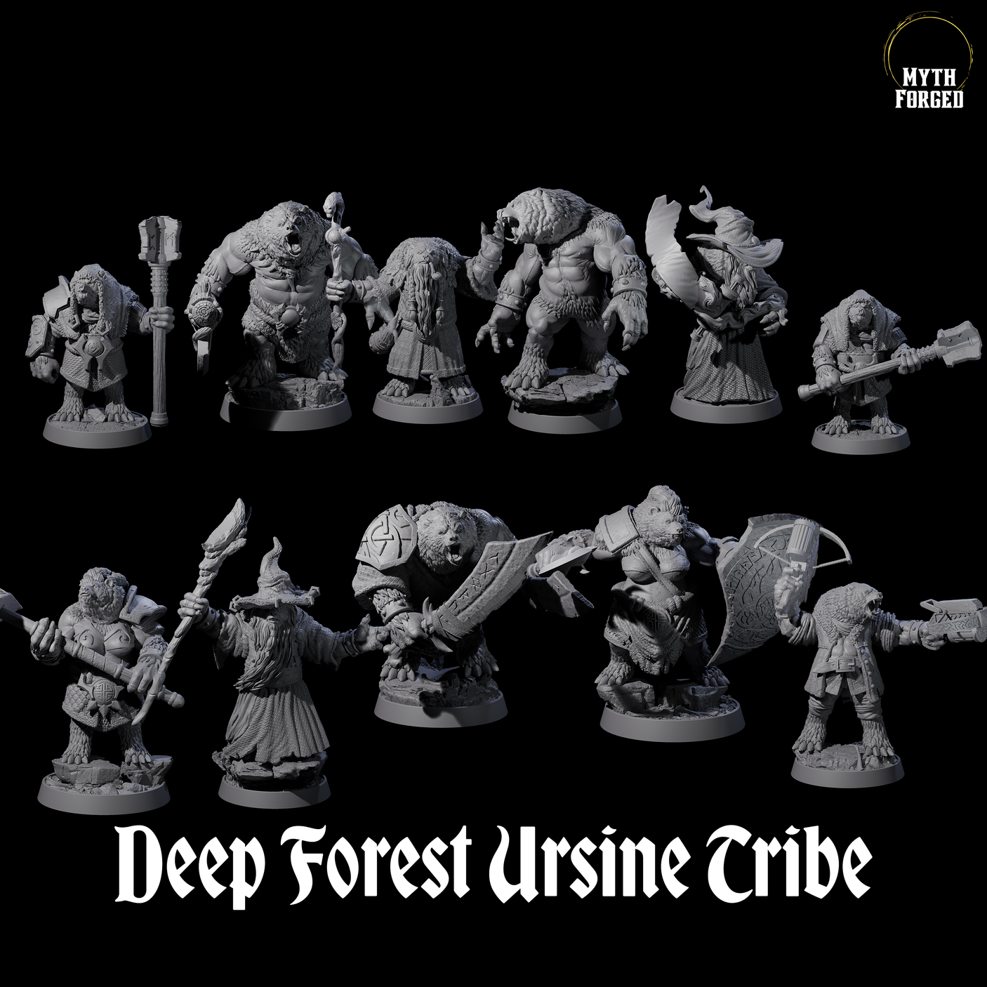 Deep Forest Ursine Tribe Miniature for Dungeons and Dragons, Pathfinder or other TTRPGs