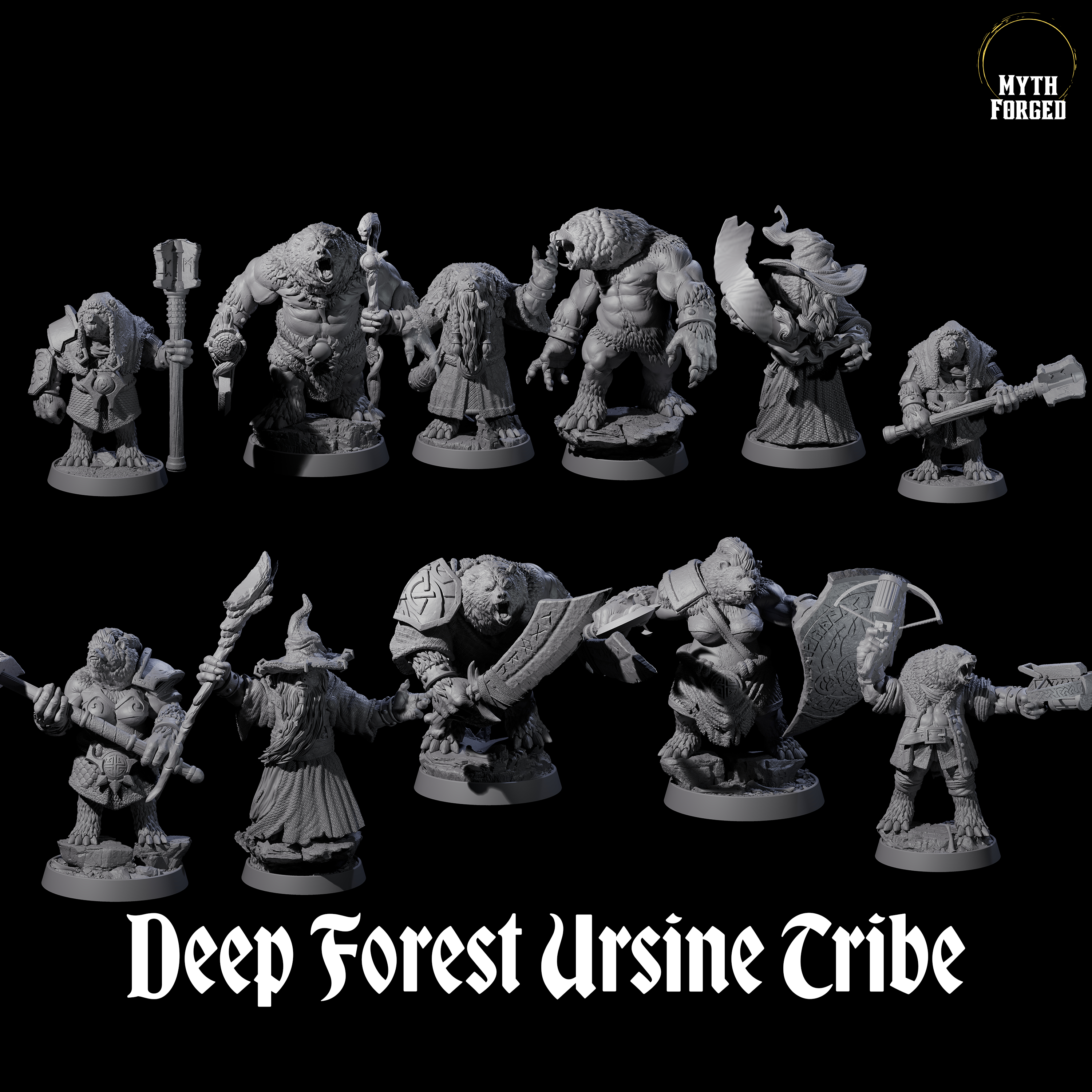 Deep Forest Ursine Tribe Miniature for Dungeons and Dragons, Pathfinder or other TTRPGs