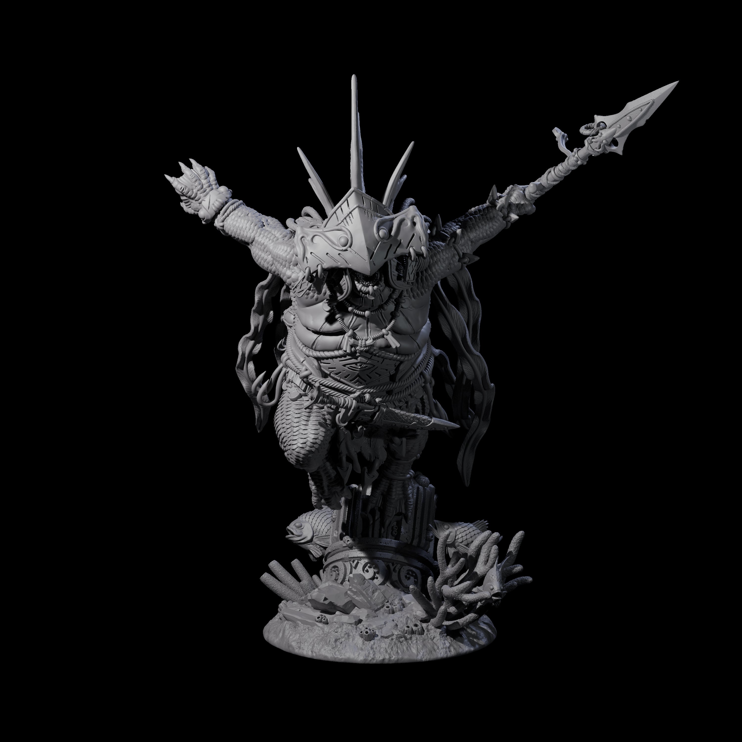 Deep One Shaman Miniature for Dungeons and Dragons, Pathfinder or other TTRPGs