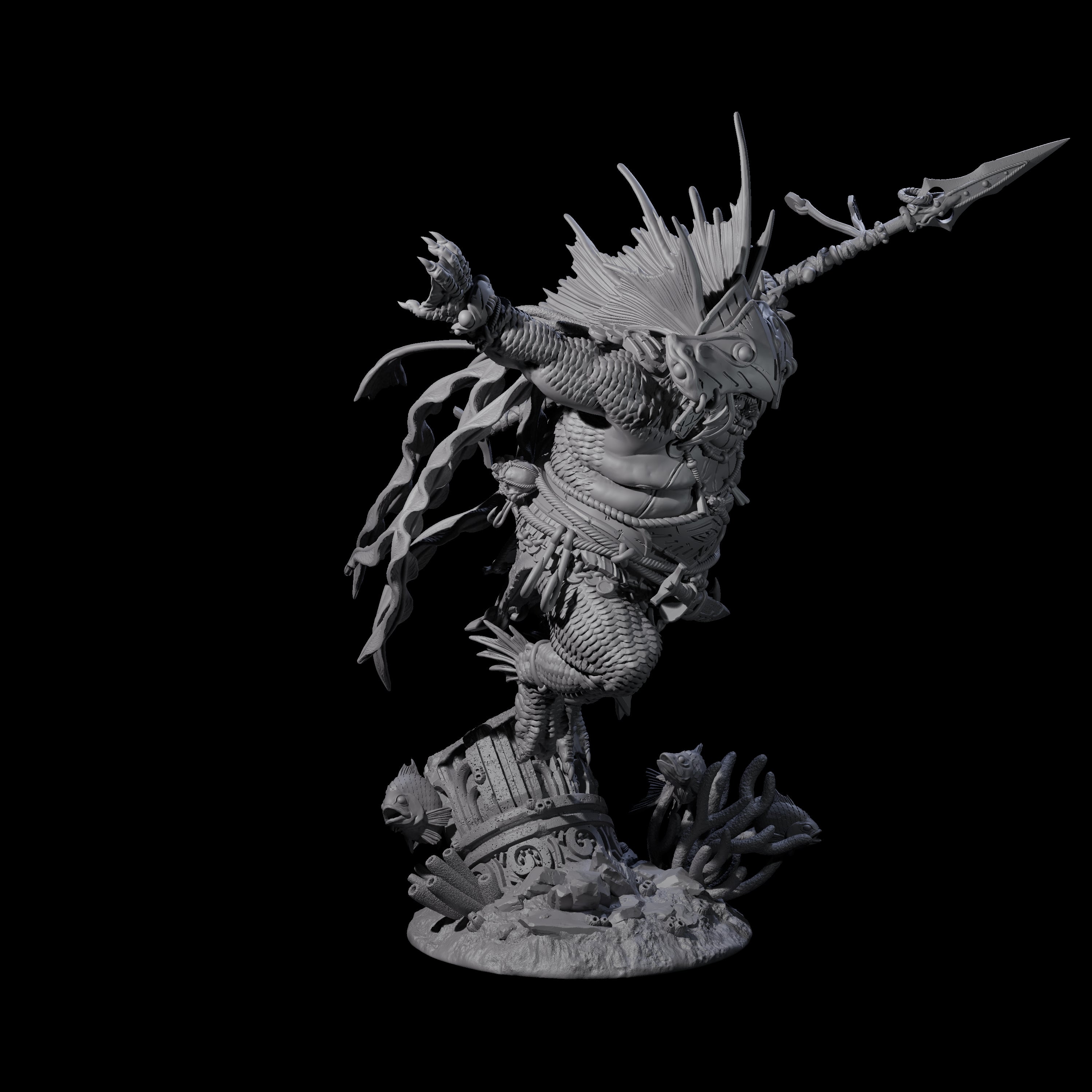 Deep One Shaman Miniature for Dungeons and Dragons, Pathfinder or other TTRPGs