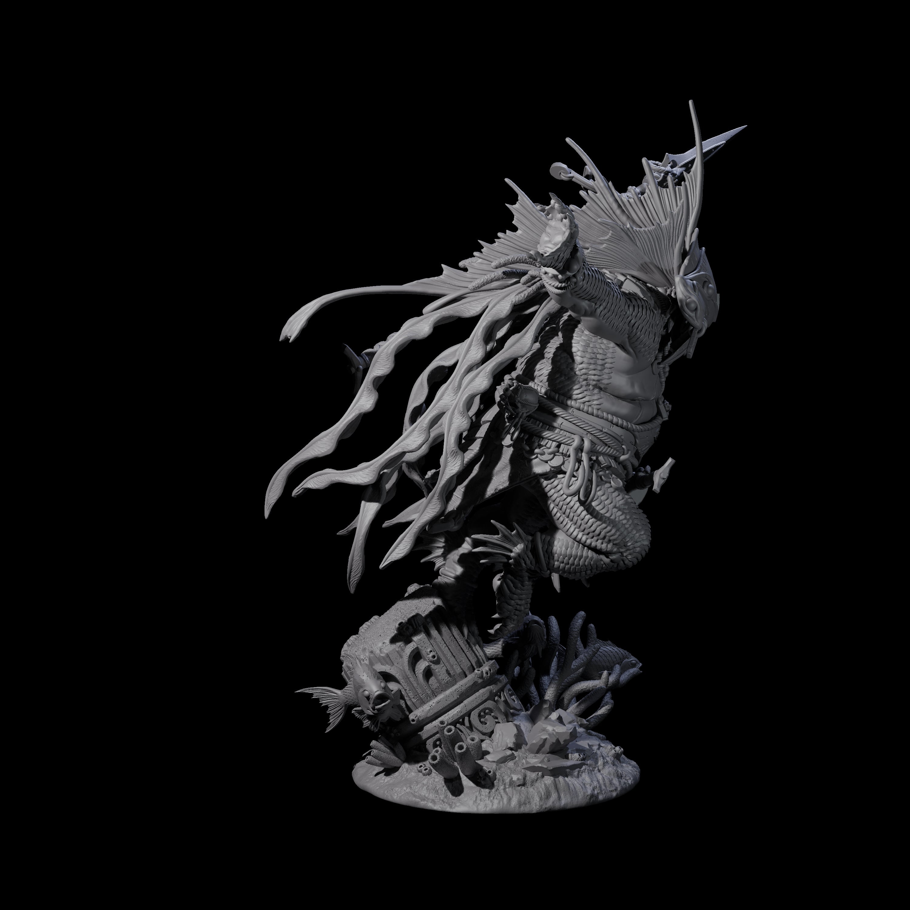 Deep One Shaman Miniature for Dungeons and Dragons, Pathfinder or other TTRPGs