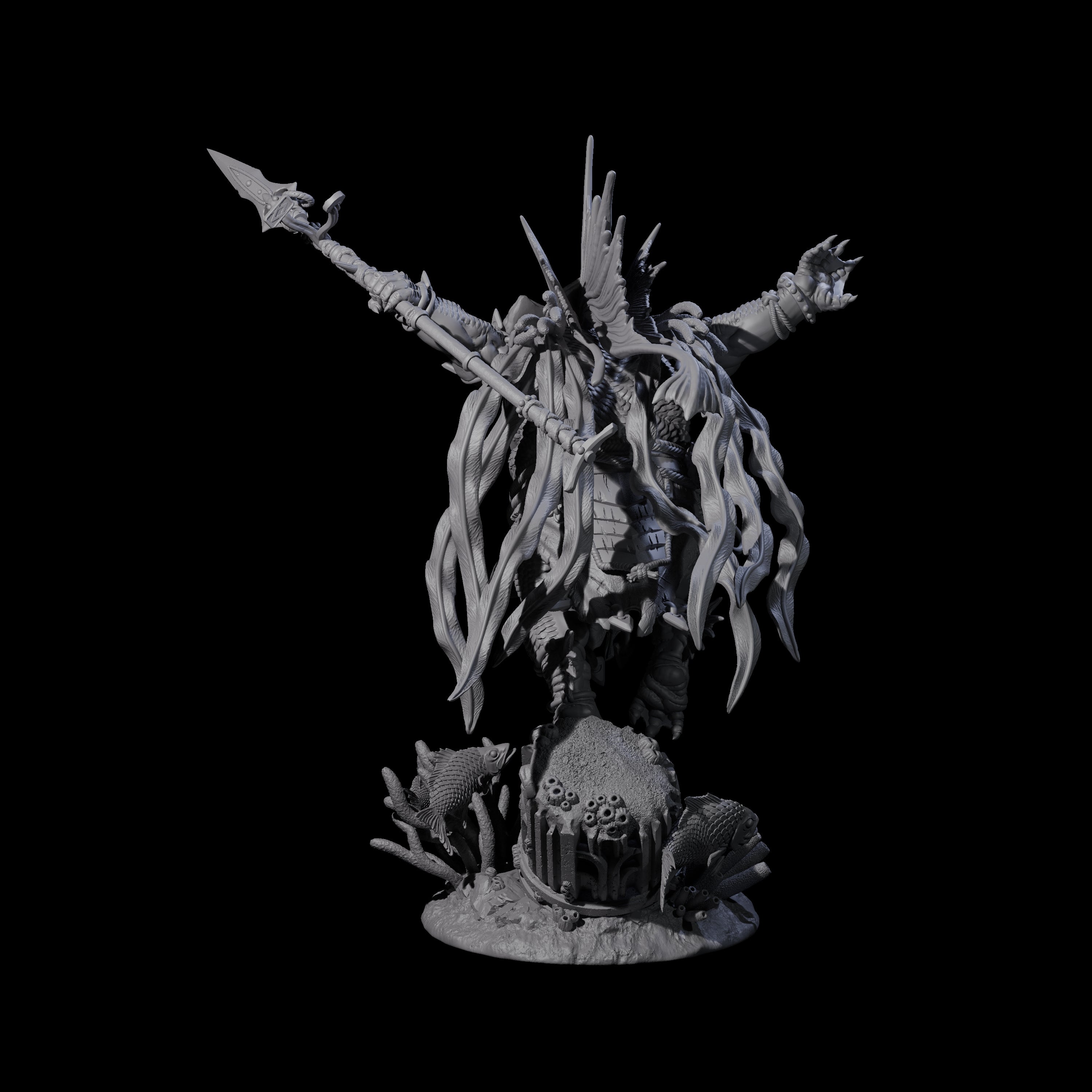 Deep One Shaman Miniature for Dungeons and Dragons, Pathfinder or other TTRPGs
