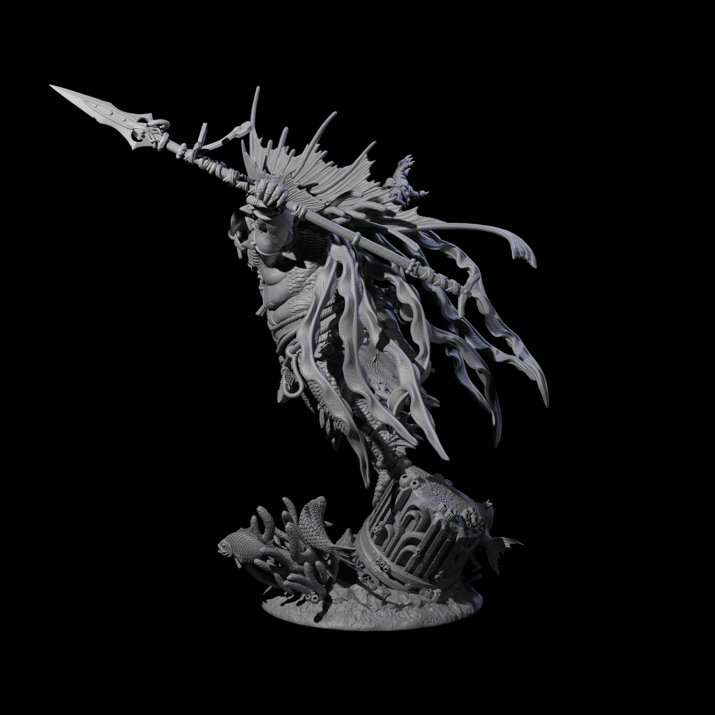 Deep One Shaman Miniature for Dungeons and Dragons, Pathfinder or other TTRPGs