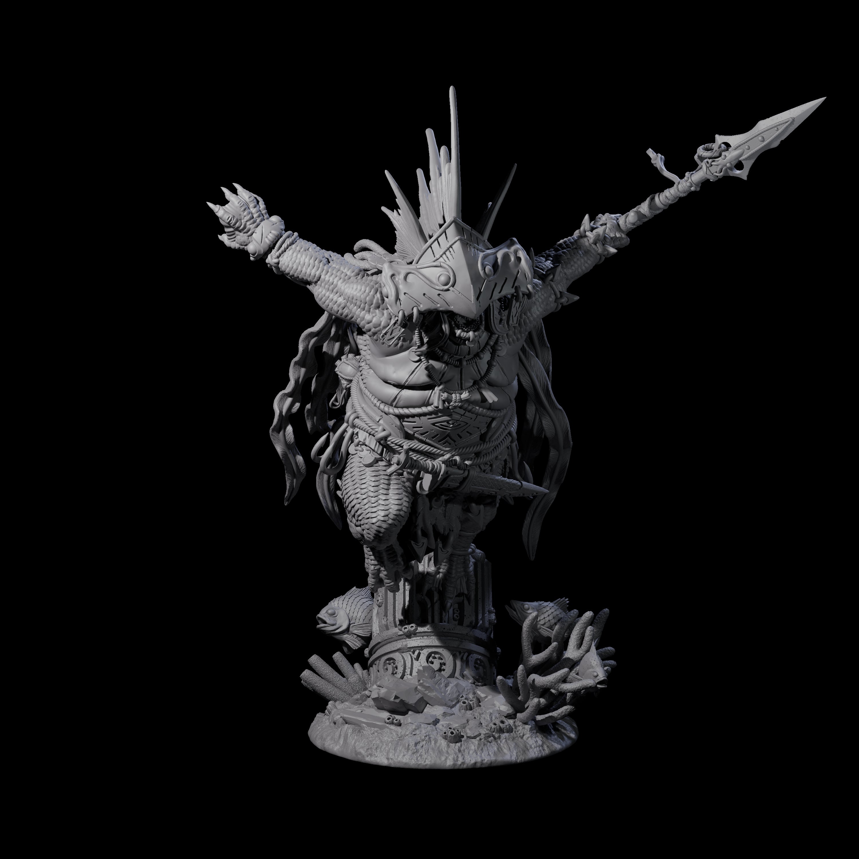Deep One Shaman Miniature for Dungeons and Dragons, Pathfinder or other TTRPGs