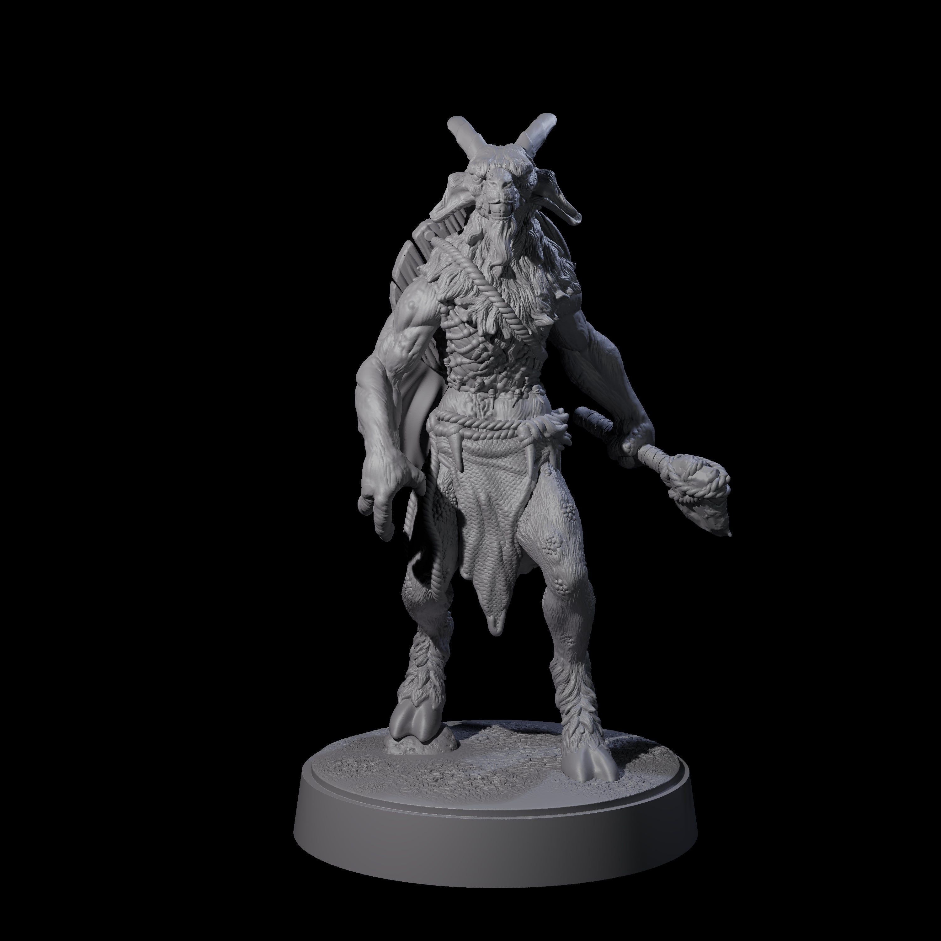 Defiant Goatfolk Fighter A Miniature for Dungeons and Dragons, Pathfinder or other TTRPGs