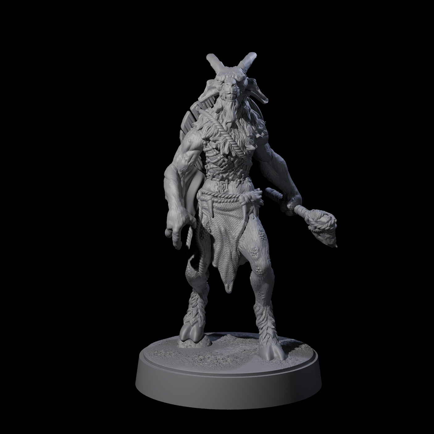 Defiant Goatfolk Fighter A Miniature for Dungeons and Dragons, Pathfinder or other TTRPGs