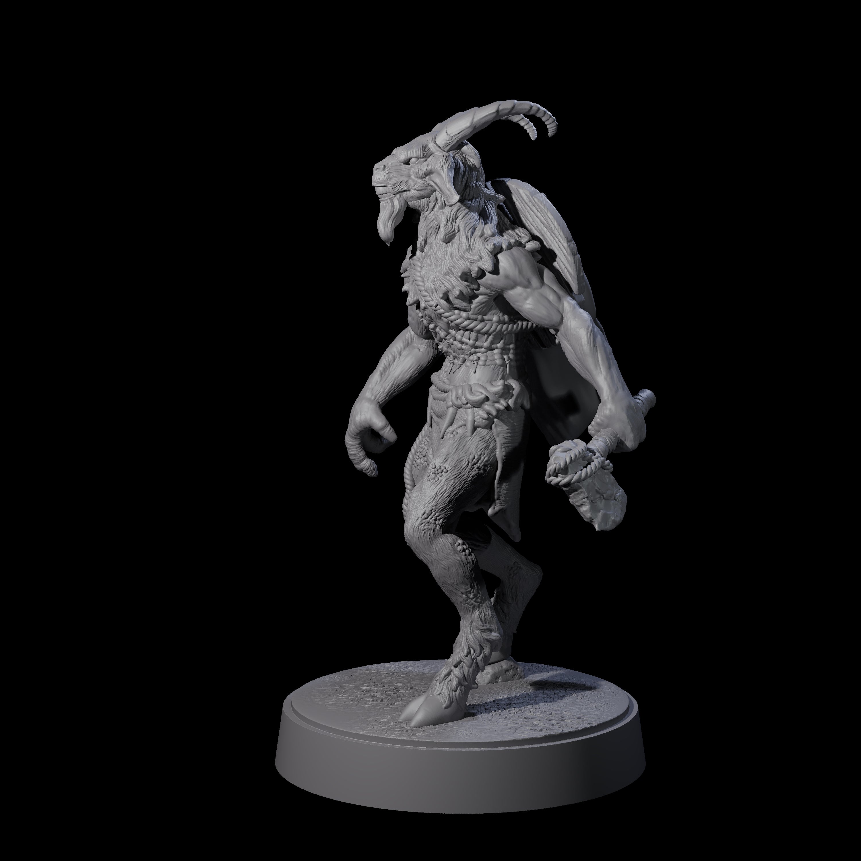 Defiant Goatfolk Fighter A Miniature for Dungeons and Dragons, Pathfinder or other TTRPGs