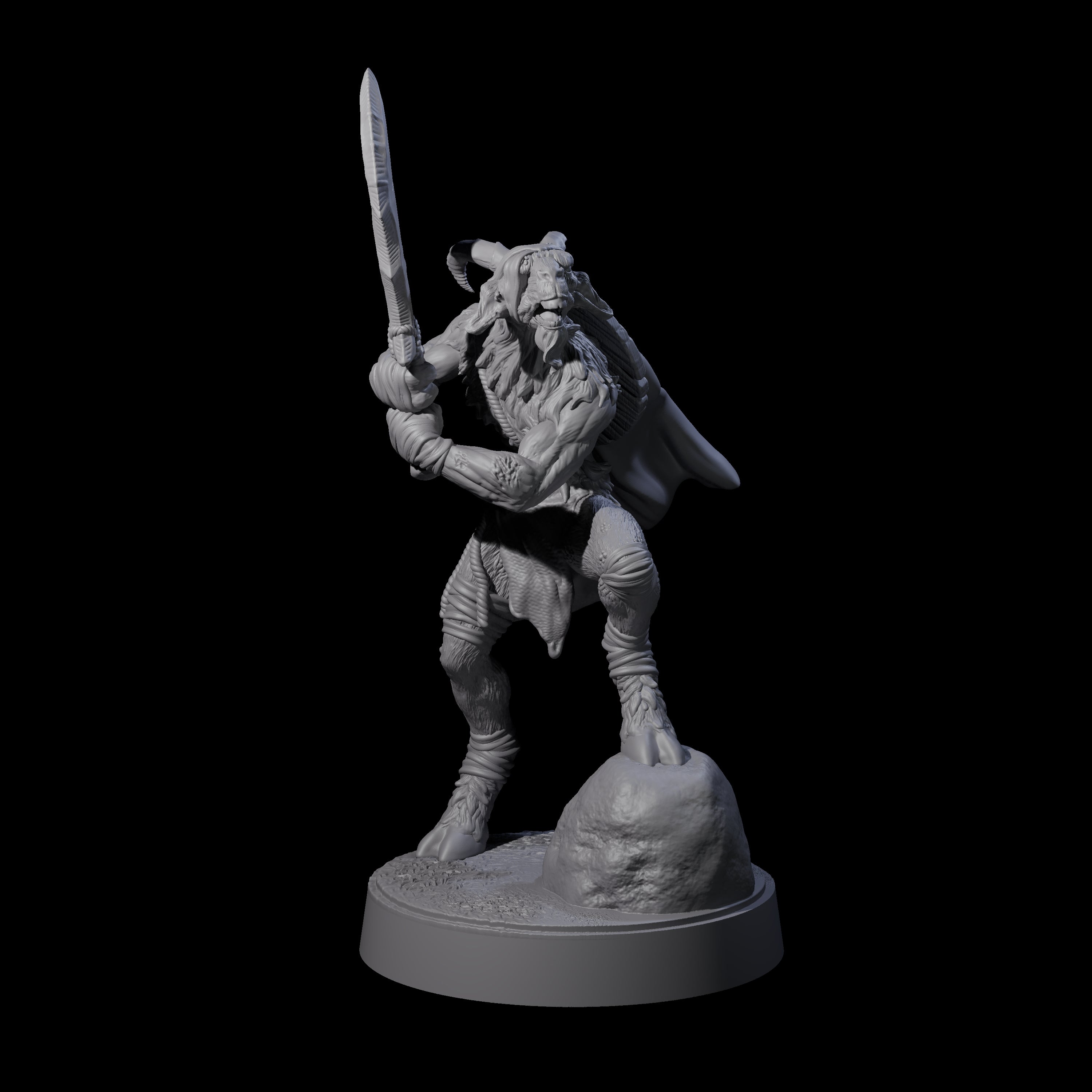 Defiant Goatfolk Fighter D Miniature for Dungeons and Dragons, Pathfinder or other TTRPGs