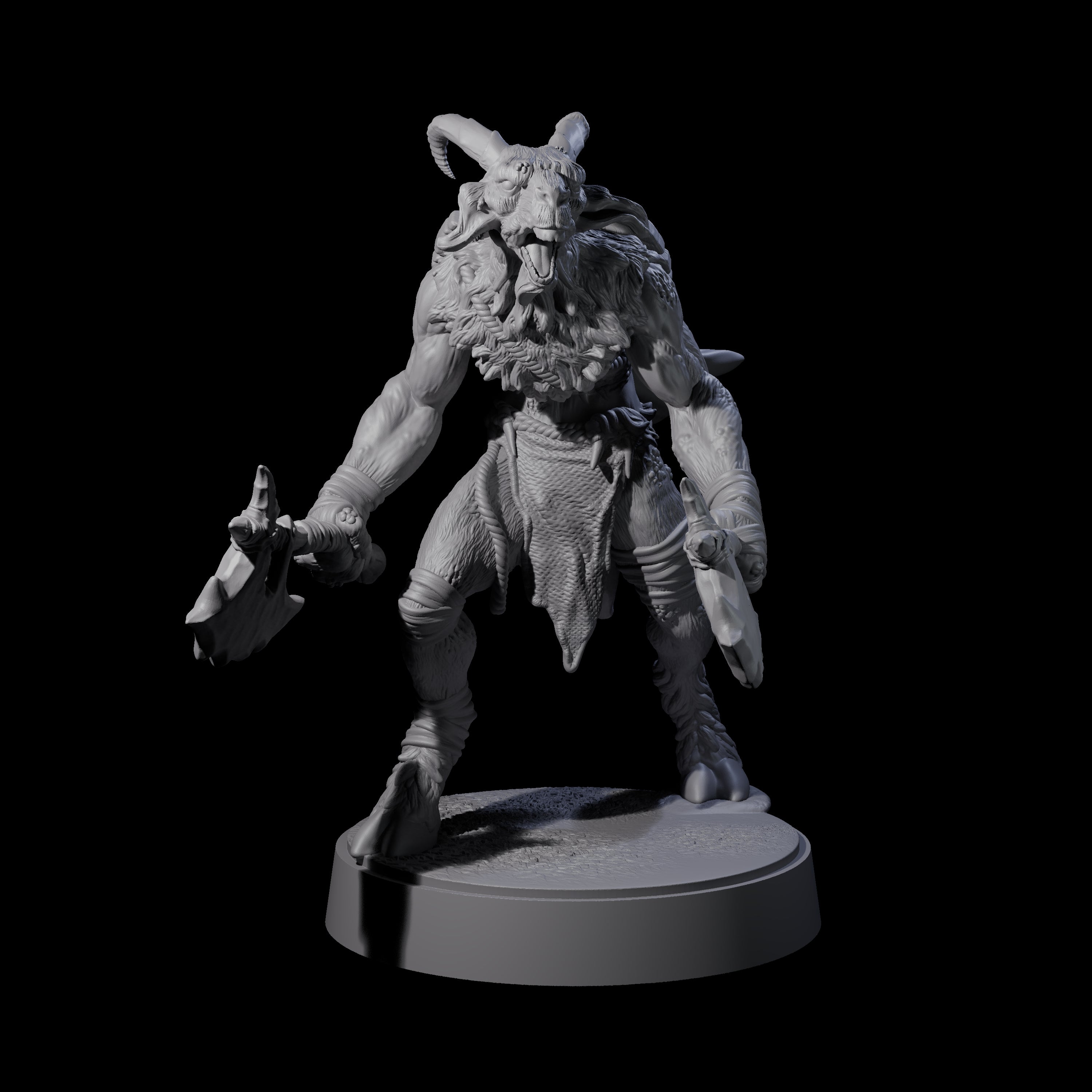 Defiant Goatfolk Fighter E Miniature for Dungeons and Dragons, Pathfinder or other TTRPGs