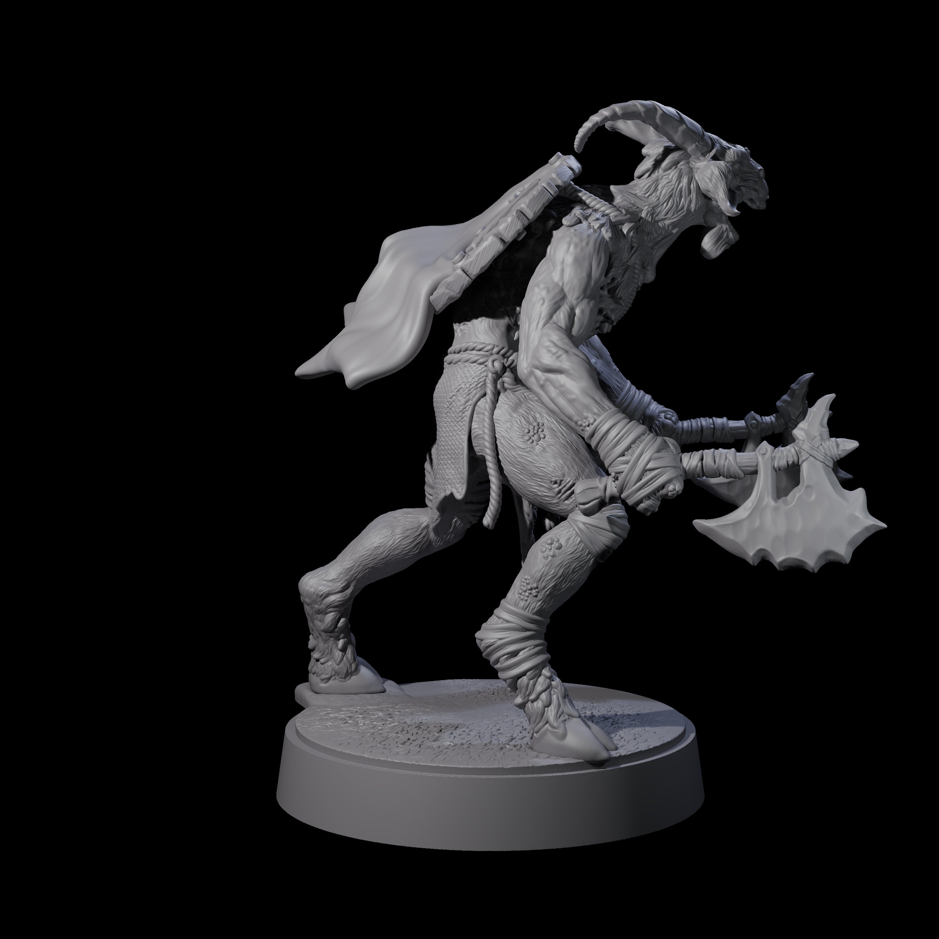 Defiant Goatfolk Fighter E Miniature for Dungeons and Dragons, Pathfinder or other TTRPGs