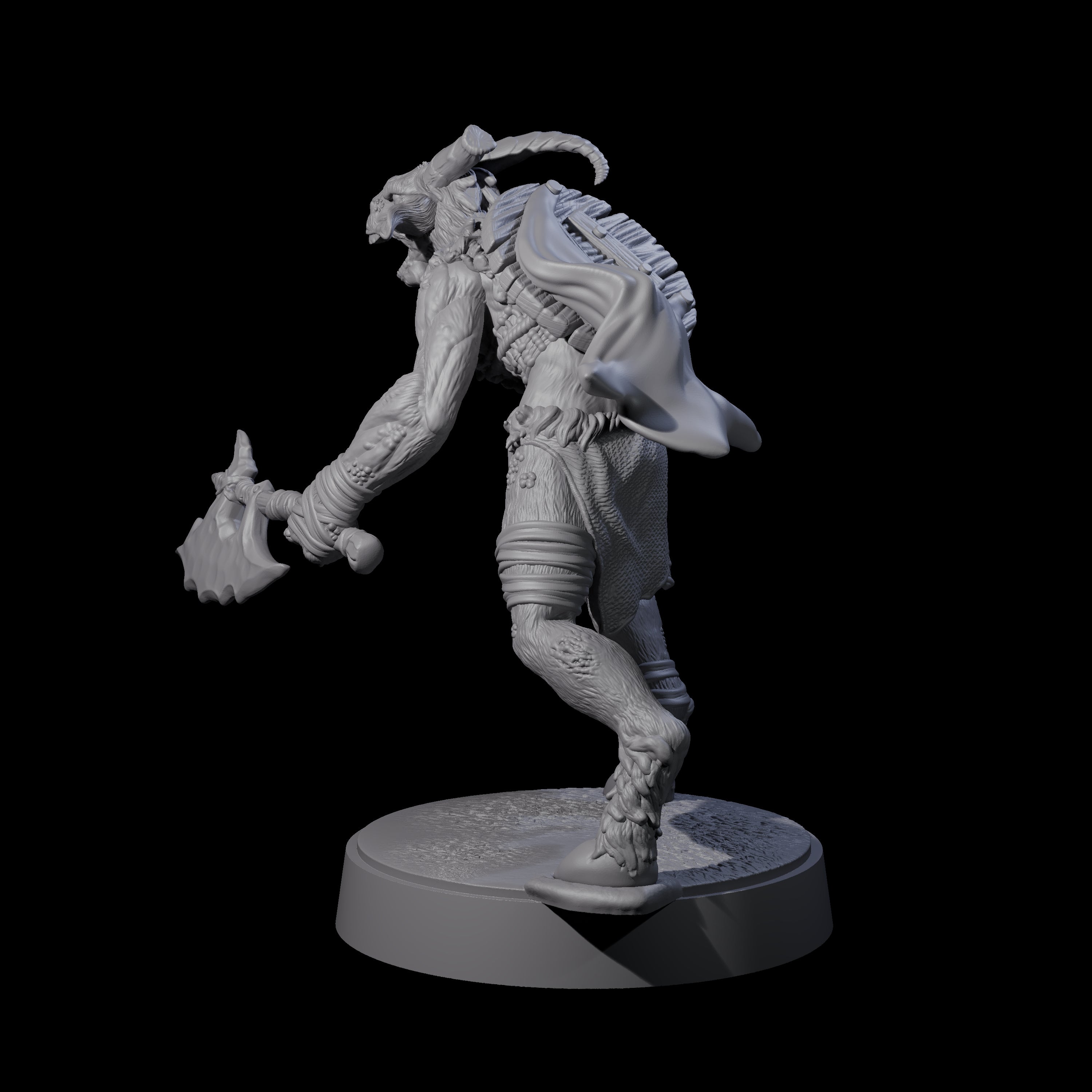 Defiant Goatfolk Fighter E Miniature for Dungeons and Dragons, Pathfinder or other TTRPGs
