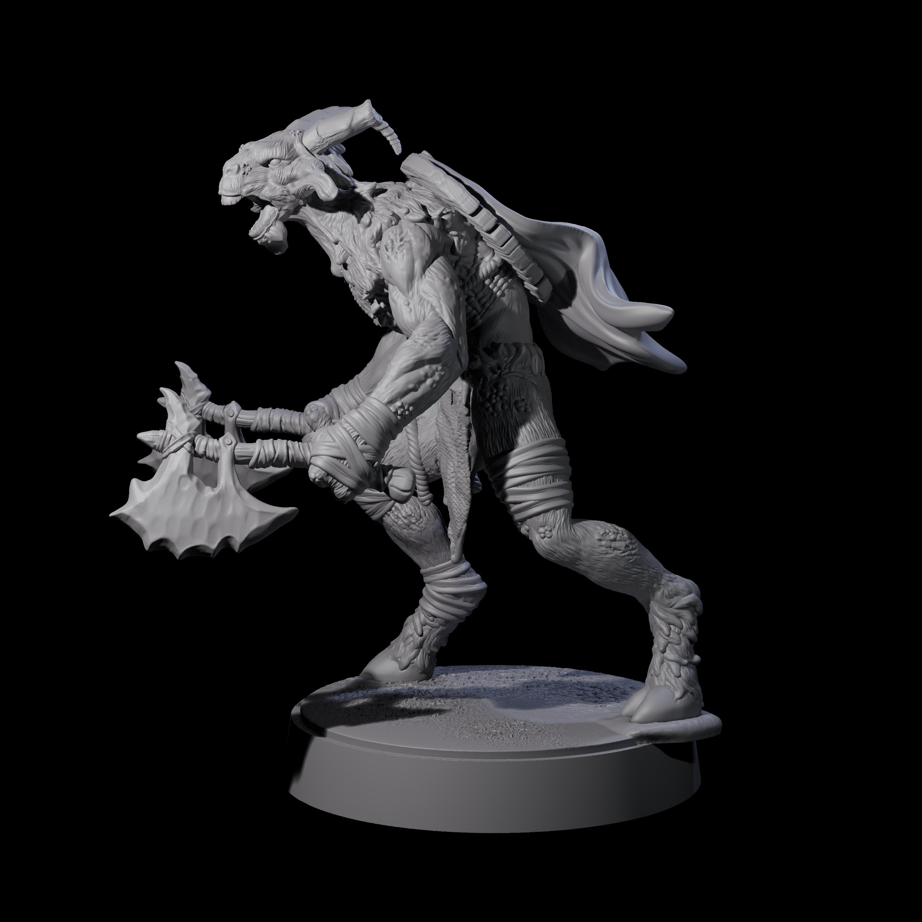 Defiant Goatfolk Fighter E Miniature for Dungeons and Dragons, Pathfinder or other TTRPGs