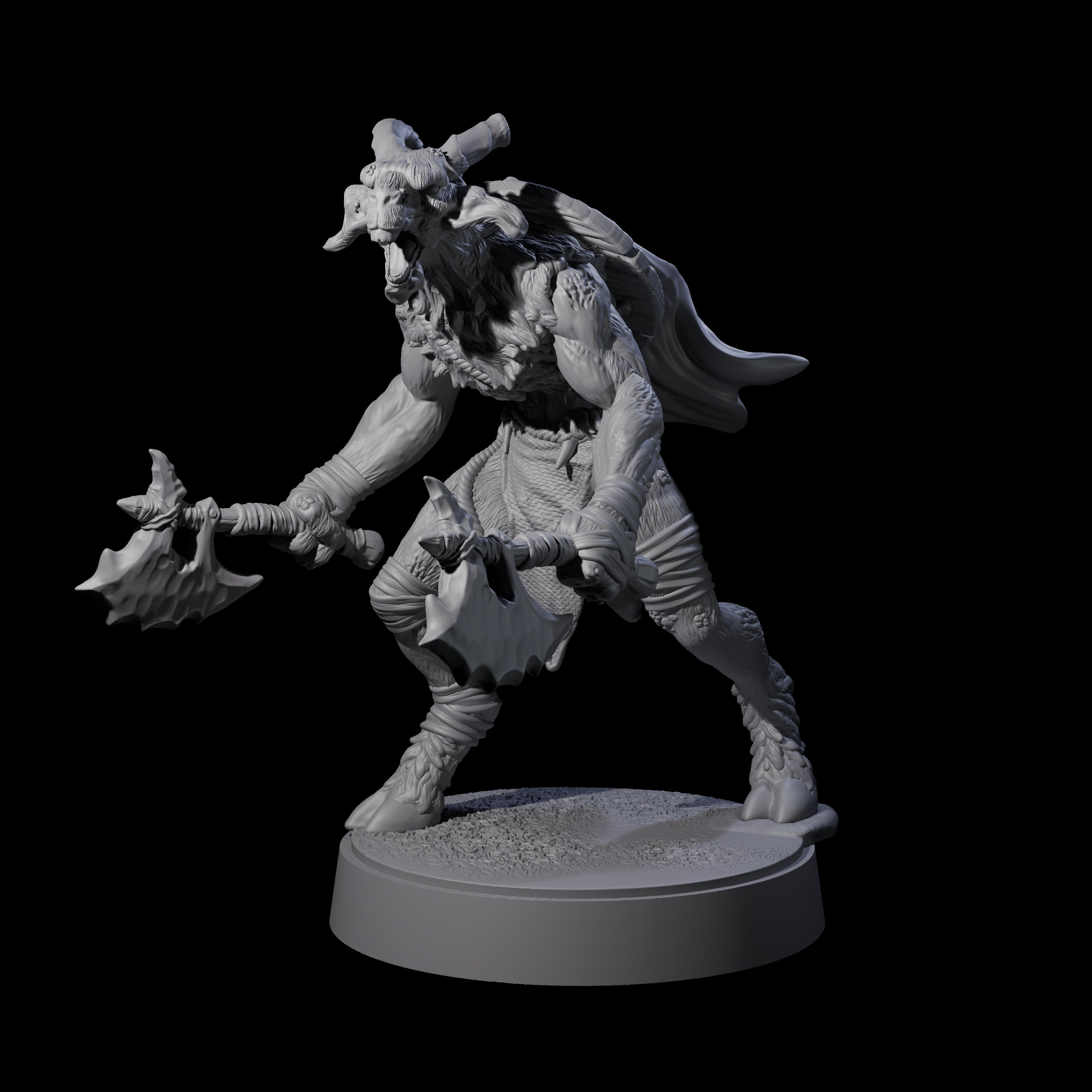 Defiant Goatfolk Fighter E Miniature for Dungeons and Dragons, Pathfinder or other TTRPGs