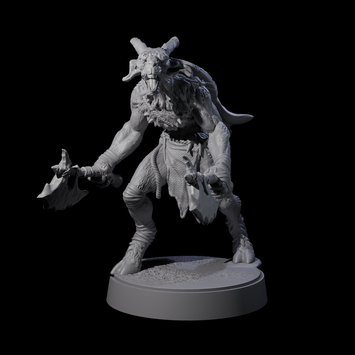 Defiant Goatfolk Fighter E Miniature for Dungeons and Dragons, Pathfinder or other TTRPGs