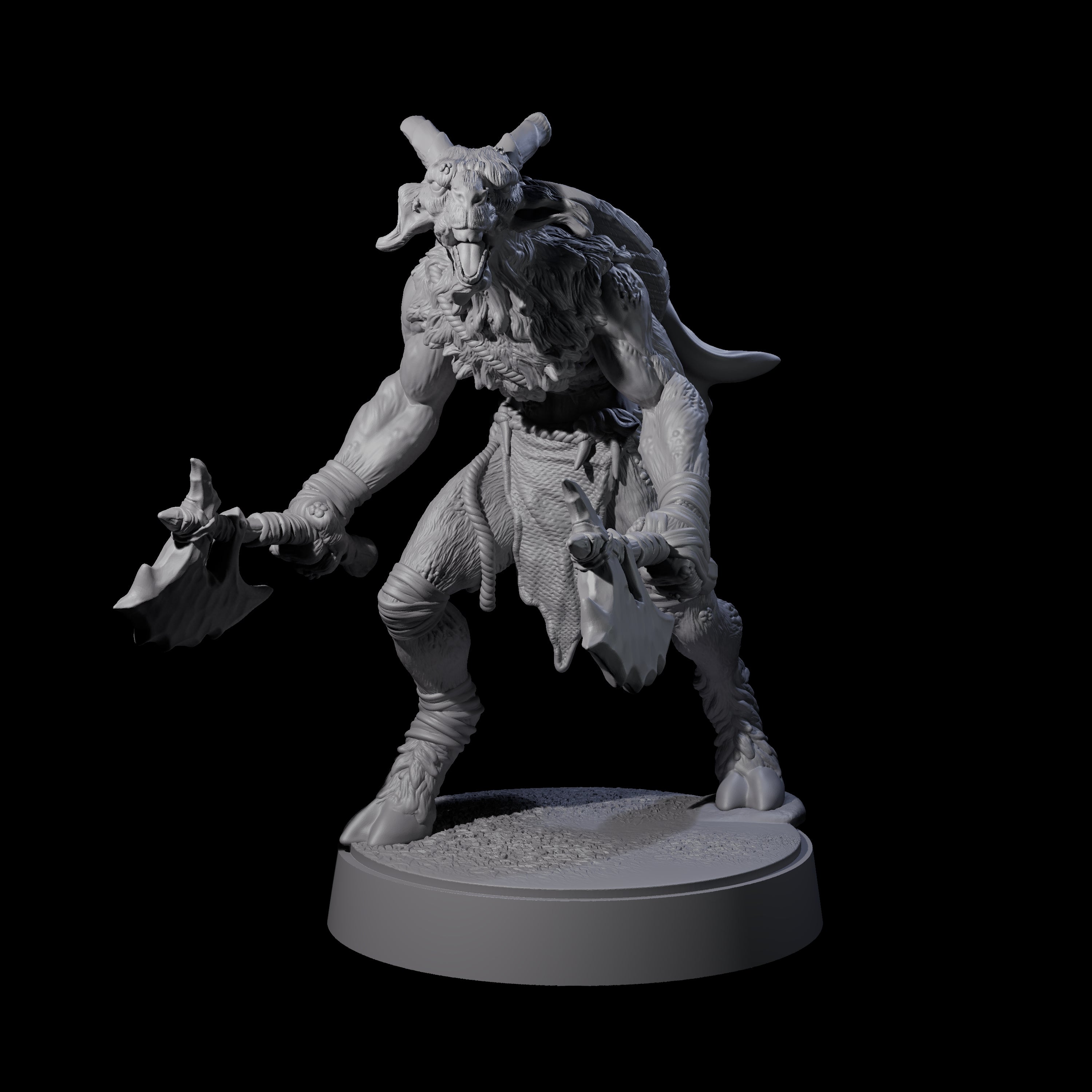 Defiant Goatfolk Fighter E Miniature for Dungeons and Dragons, Pathfinder or other TTRPGs