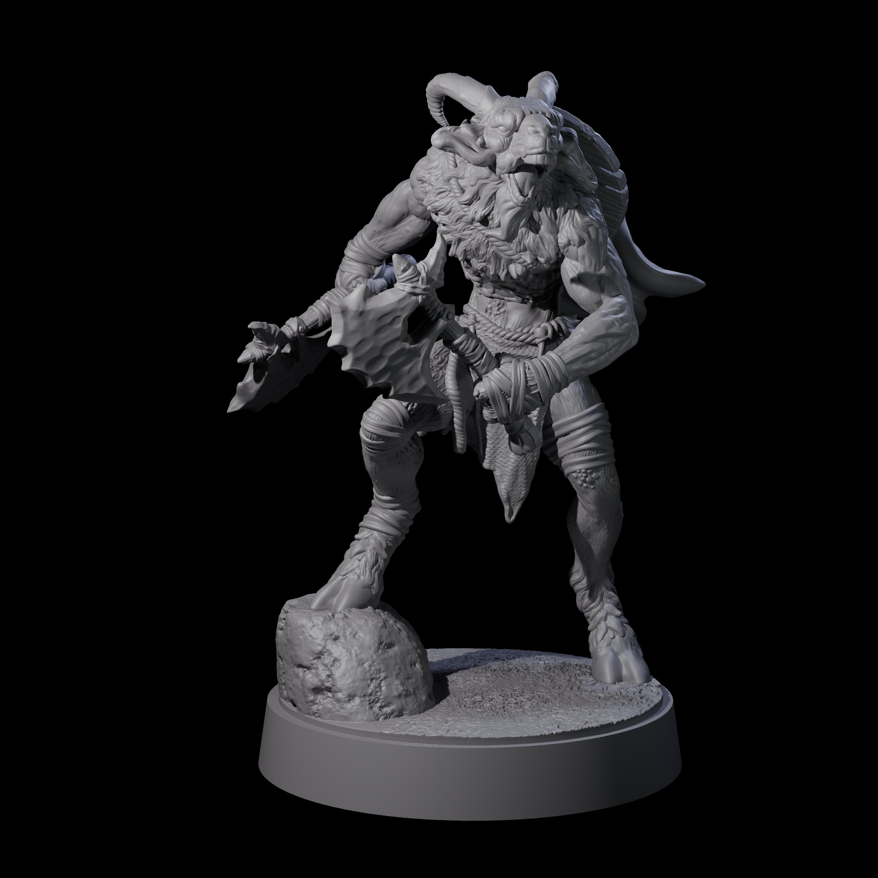 Defiant Goatfolk Fighter F Miniature for Dungeons and Dragons, Pathfinder or other TTRPGs