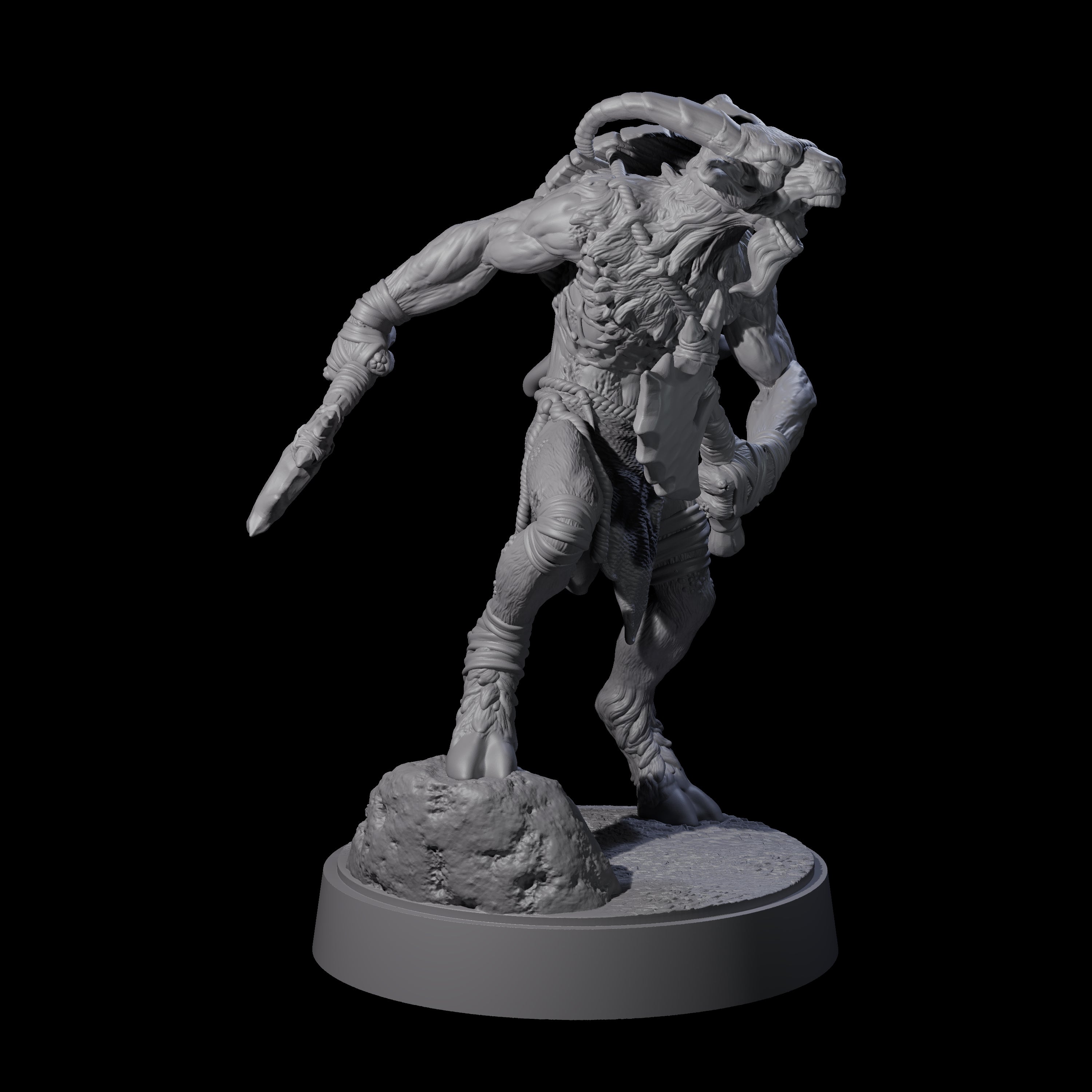 Defiant Goatfolk Fighter F Miniature for Dungeons and Dragons, Pathfinder or other TTRPGs