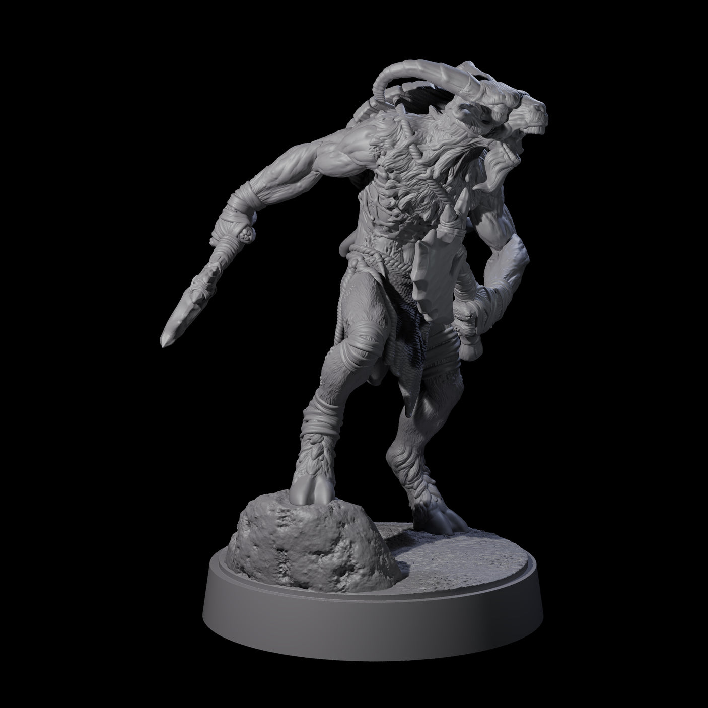 Defiant Goatfolk Fighter F Miniature for Dungeons and Dragons, Pathfinder or other TTRPGs