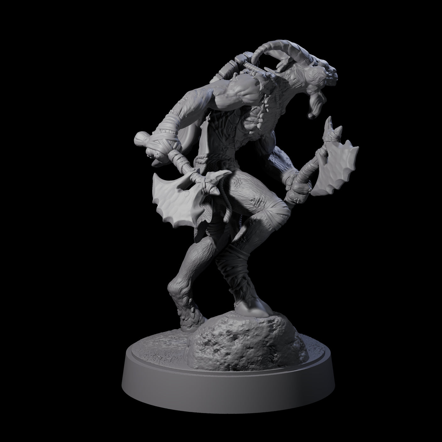 Defiant Goatfolk Fighter F Miniature for Dungeons and Dragons, Pathfinder or other TTRPGs