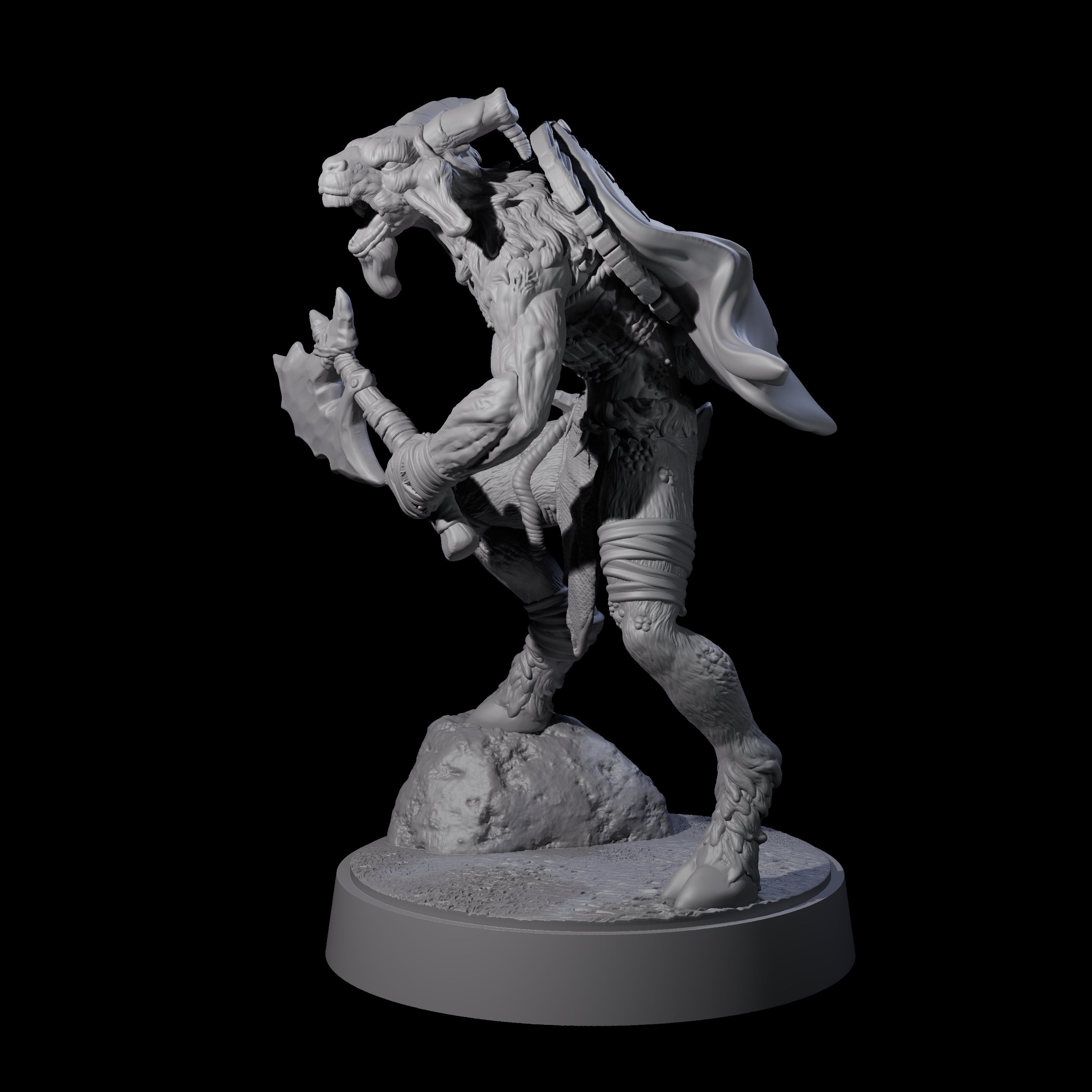 Defiant Goatfolk Fighter F Miniature for Dungeons and Dragons, Pathfinder or other TTRPGs