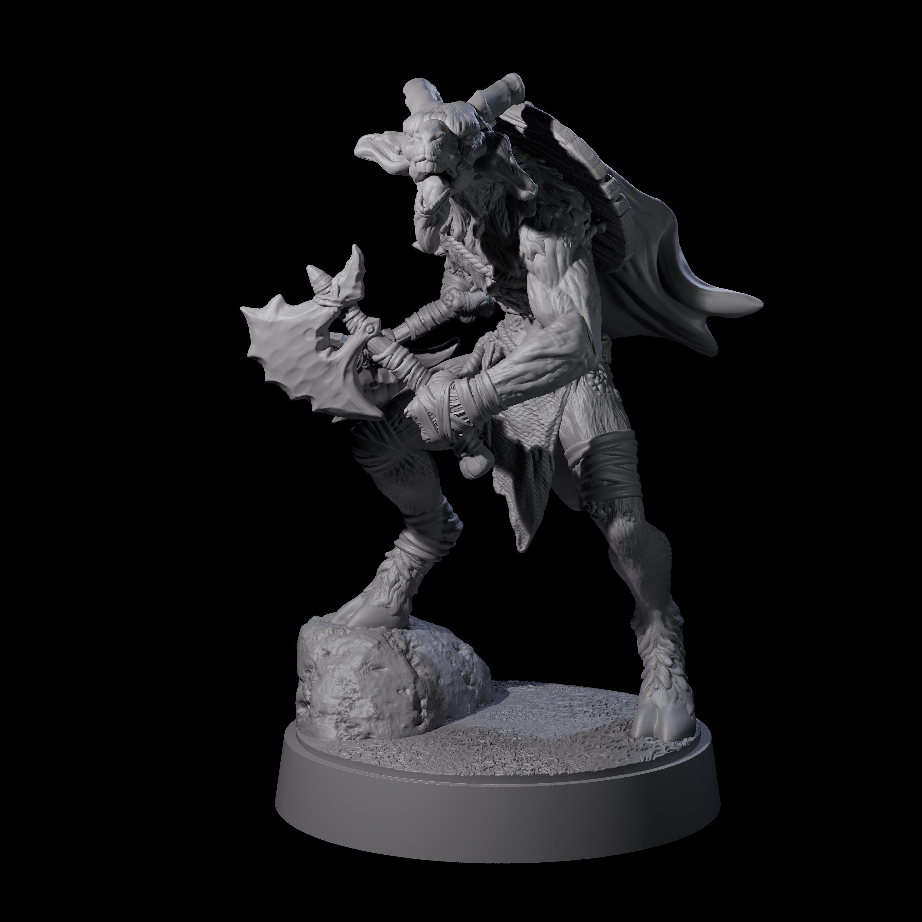 Defiant Goatfolk Fighter F Miniature for Dungeons and Dragons, Pathfinder or other TTRPGs